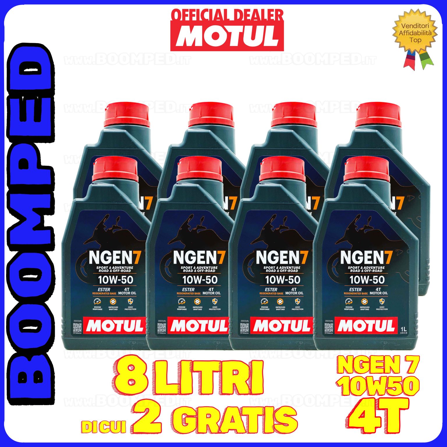 8 litri MOTUL NGEN 7 10W-50 4T olio motore moto ecologico API SP / JASO MA2 (2023) 08MO48