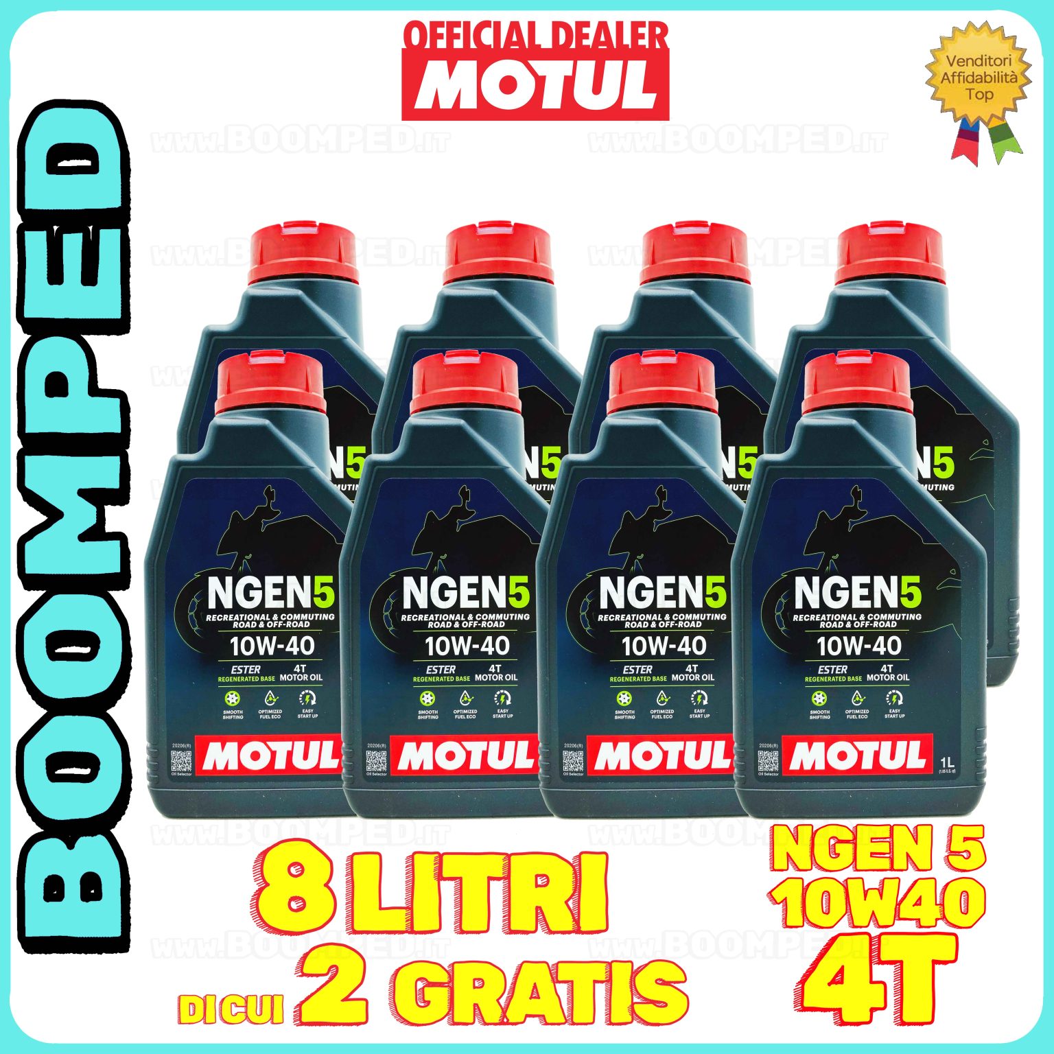 8 litri MOTUL NGEN 5 10W-40 4T olio motore moto ecologico API SP / JASO MA2 (2023) 08MO49