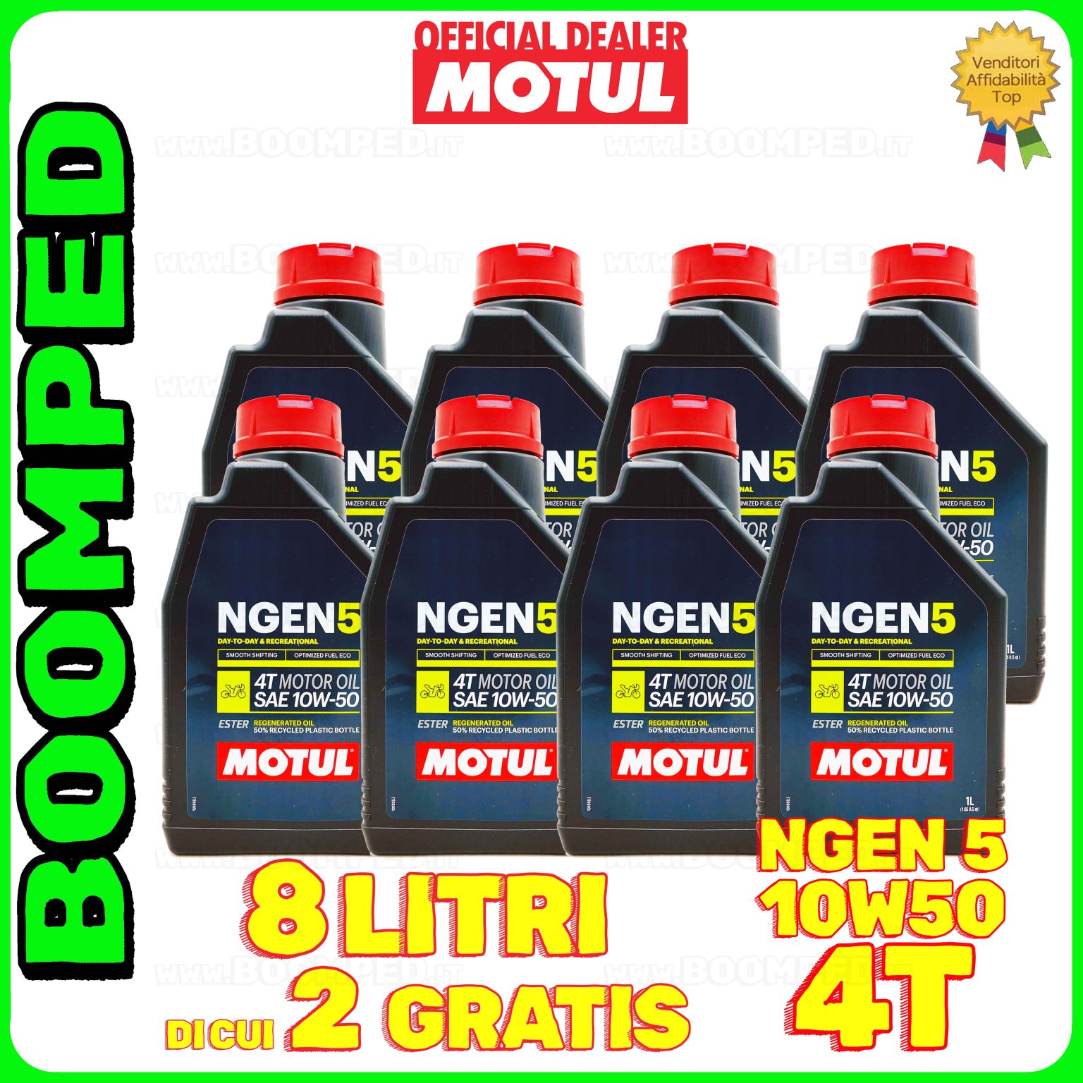 8 litri MOTUL NGEN 5 10W-50 4T olio motore moto ecologico API SP / JASO MA2 (2023) 08MO50
