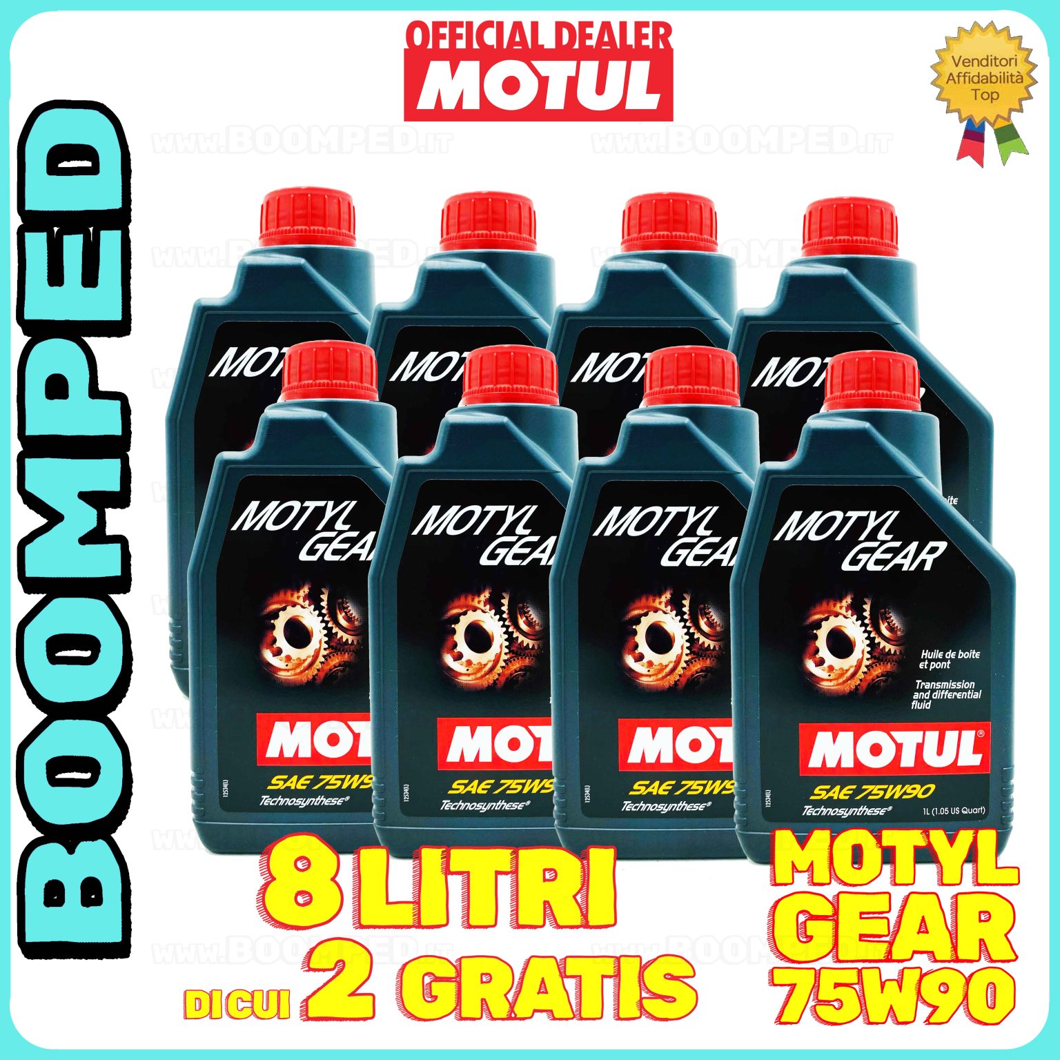 8 litri MOTUL MOTYLGEAR 75W-90 olio lubrificante trasmissioni differenziali GL-4 GL-5 MIL-L 2105 D 08MO55