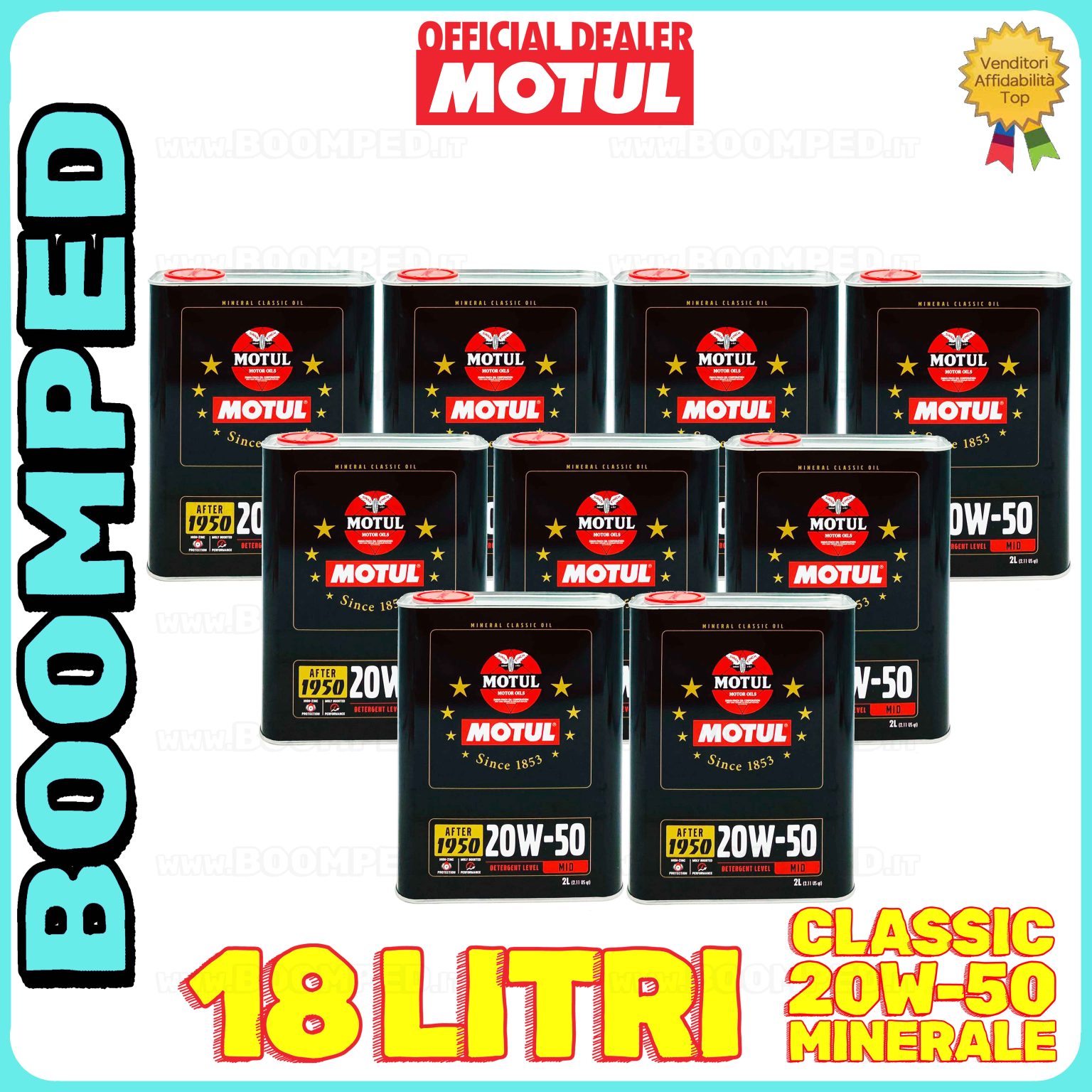 18 litri MOTUL CLASSIC 20W-50 olio motore minerale auto moto epoca API SF/CC 09MO51