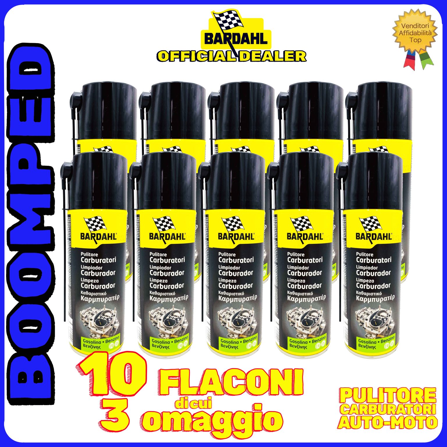 10 confezioni spray BARDAHL FUEL SYSTEM CLEANER pulizia carburatori iniettori auto moto 10BD40