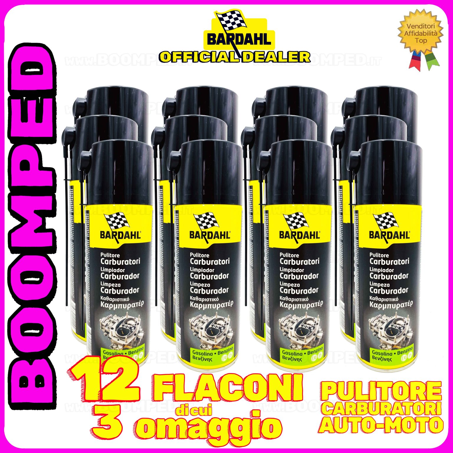12 confezioni spray BARDAHL FUEL SYSTEM CLEANER pulizia carburatori iniettori auto moto 12BD40