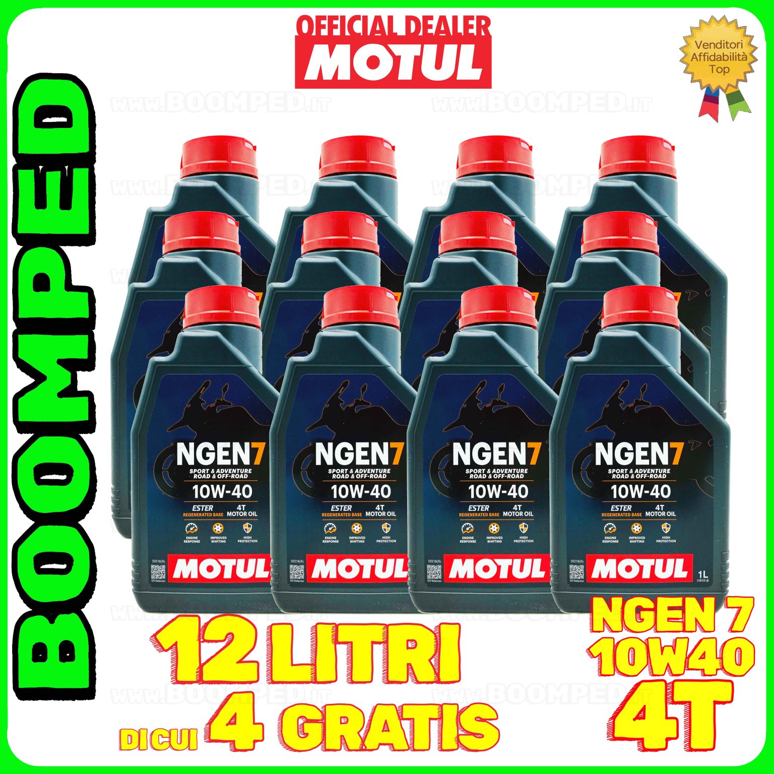 12 litri MOTUL NGEN 7 10W-40 4T olio motore moto ecologico API SP / JASO MA2 (2023) 12MO47