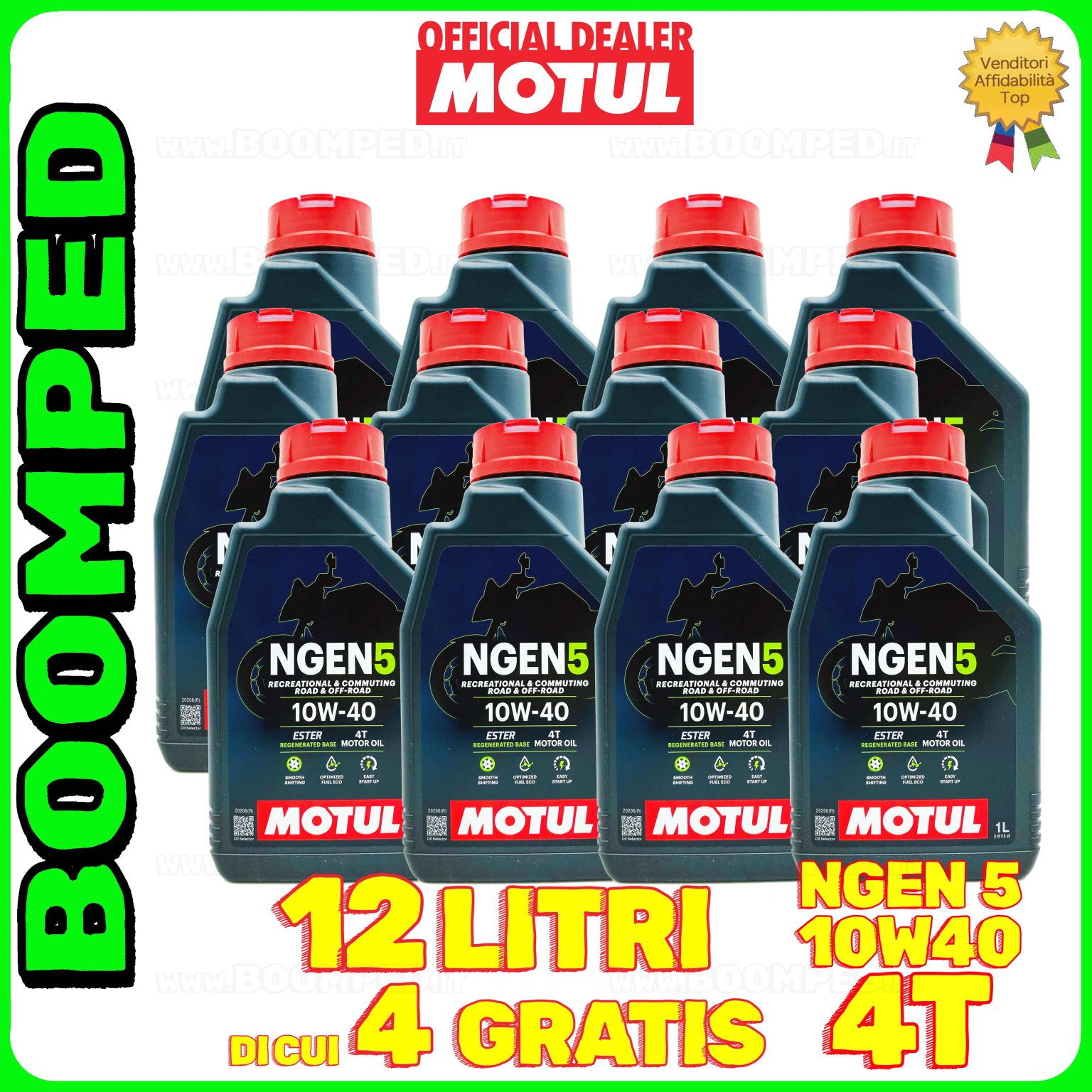 12 litri MOTUL NGEN 5 10W-40 4T olio motore moto ecologico API SP / JASO MA2 (2023) 12MO49