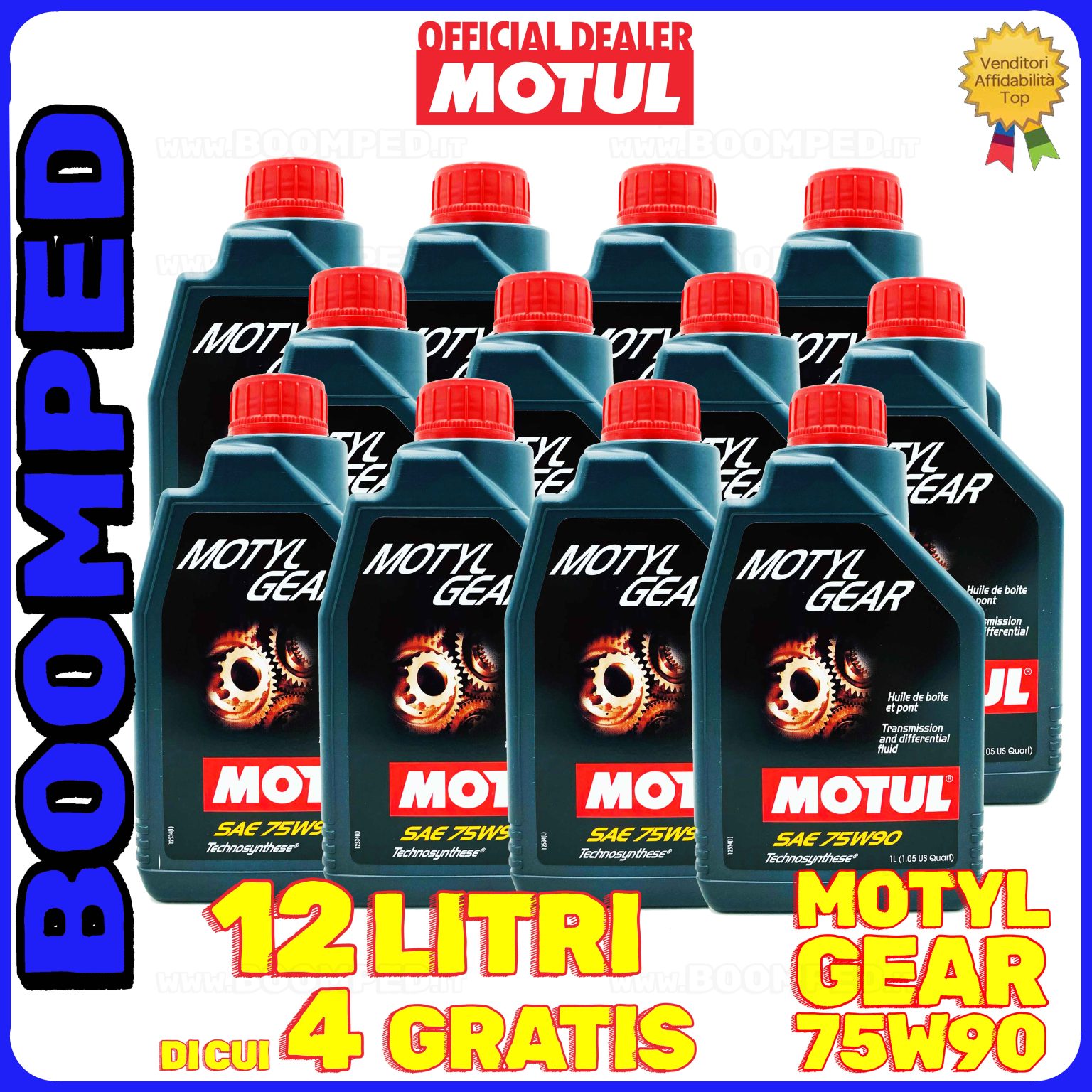 12 litri MOTUL MOTYLGEAR 75W-90 olio lubrificante trasmissioni differenziali GL-4 GL-5 MIL-L 2105 D 12MO55
