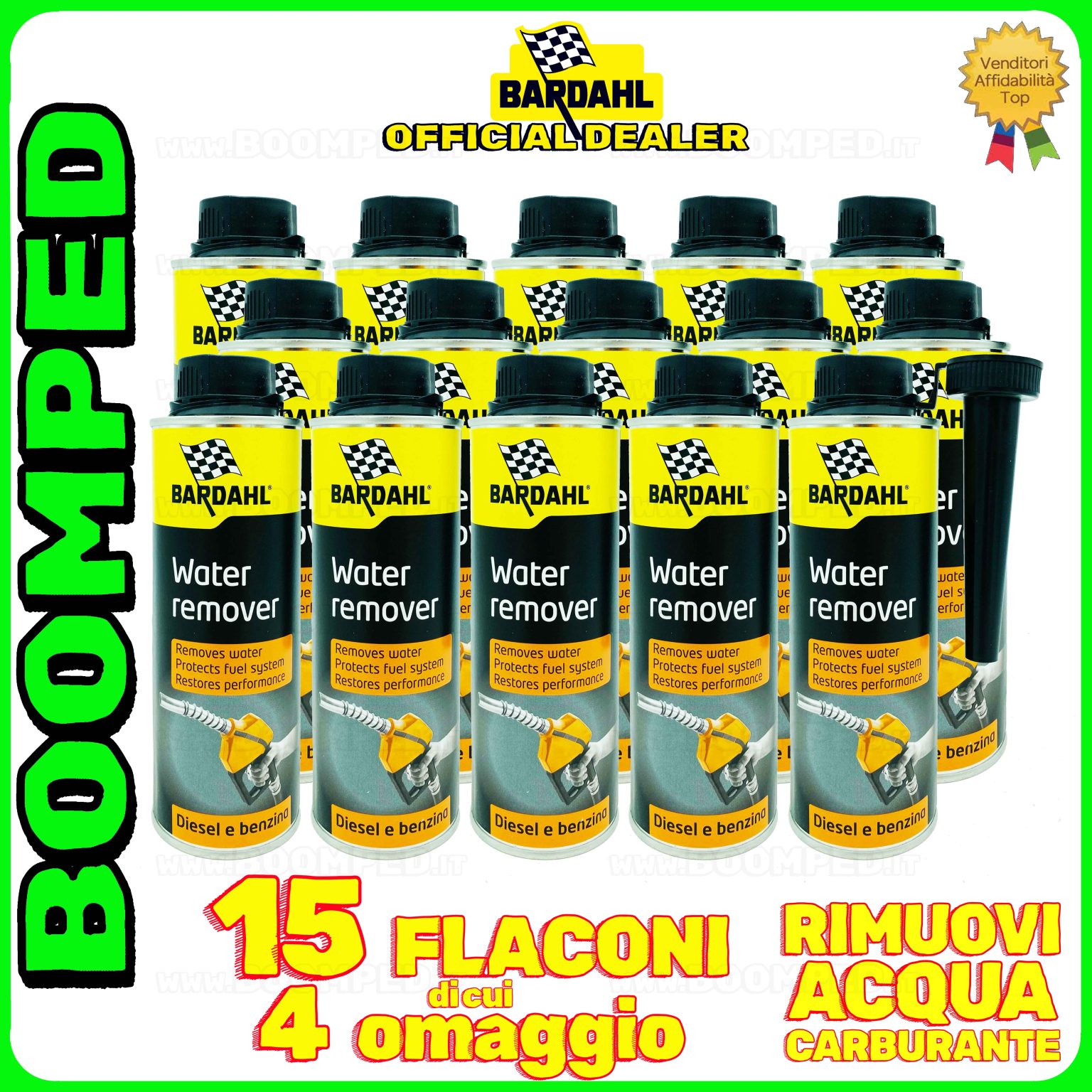 15 flaconi 300ml BARDAHL FUEL WATER REMOVER elimina acqua carburante auto benzina diesel 15BD39