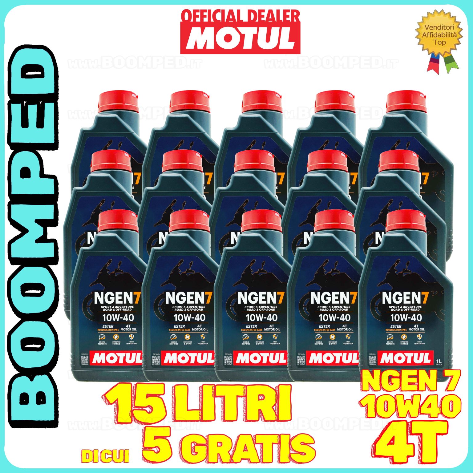 15 litri MOTUL NGEN 7 10W-40 4T olio motore moto ecologico API SP / JASO MA2 (2023) 15MO47