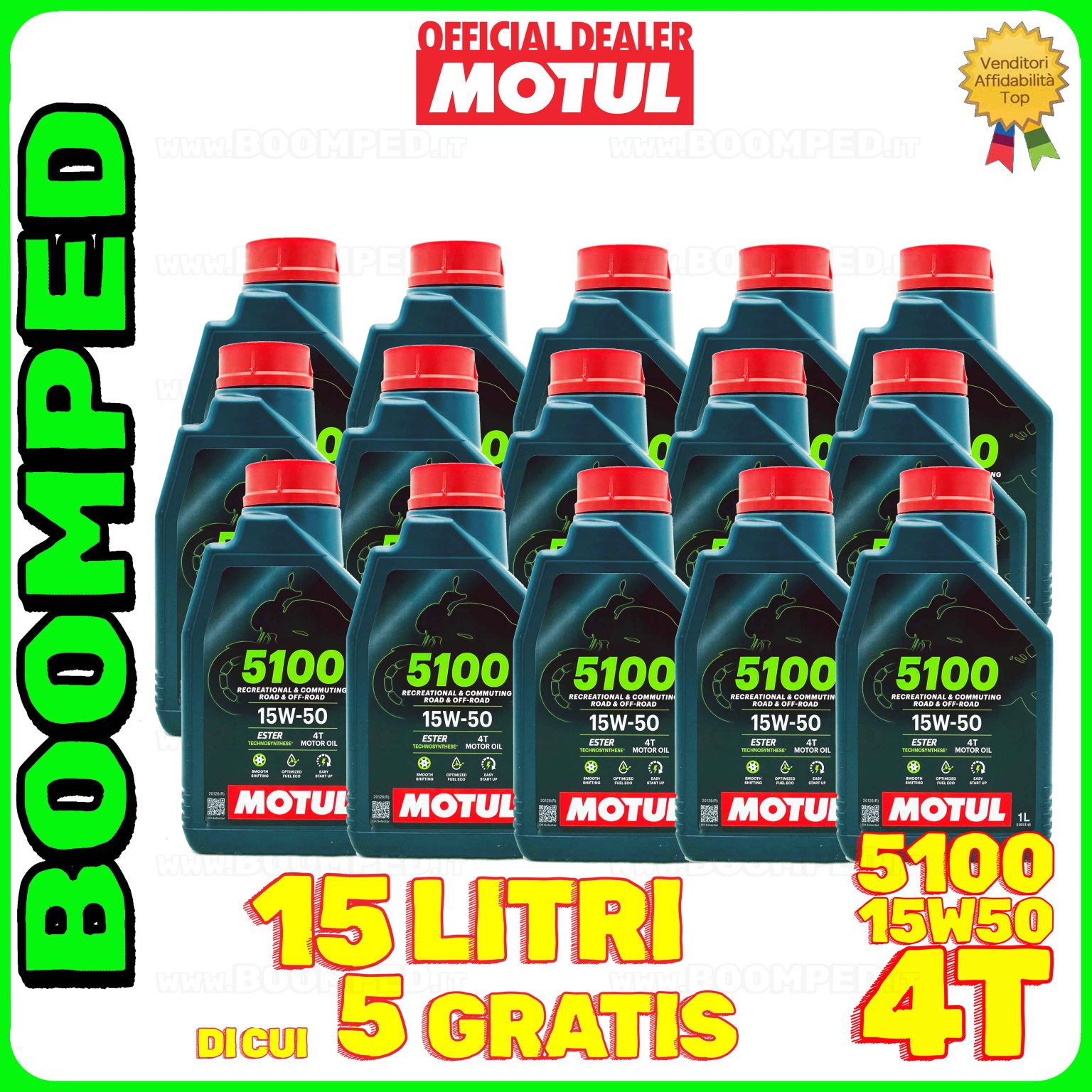 15 litri MOTUL 5100 15W-50 4T olio motore moto scooter 4T API SP JASO MA2 15MO52