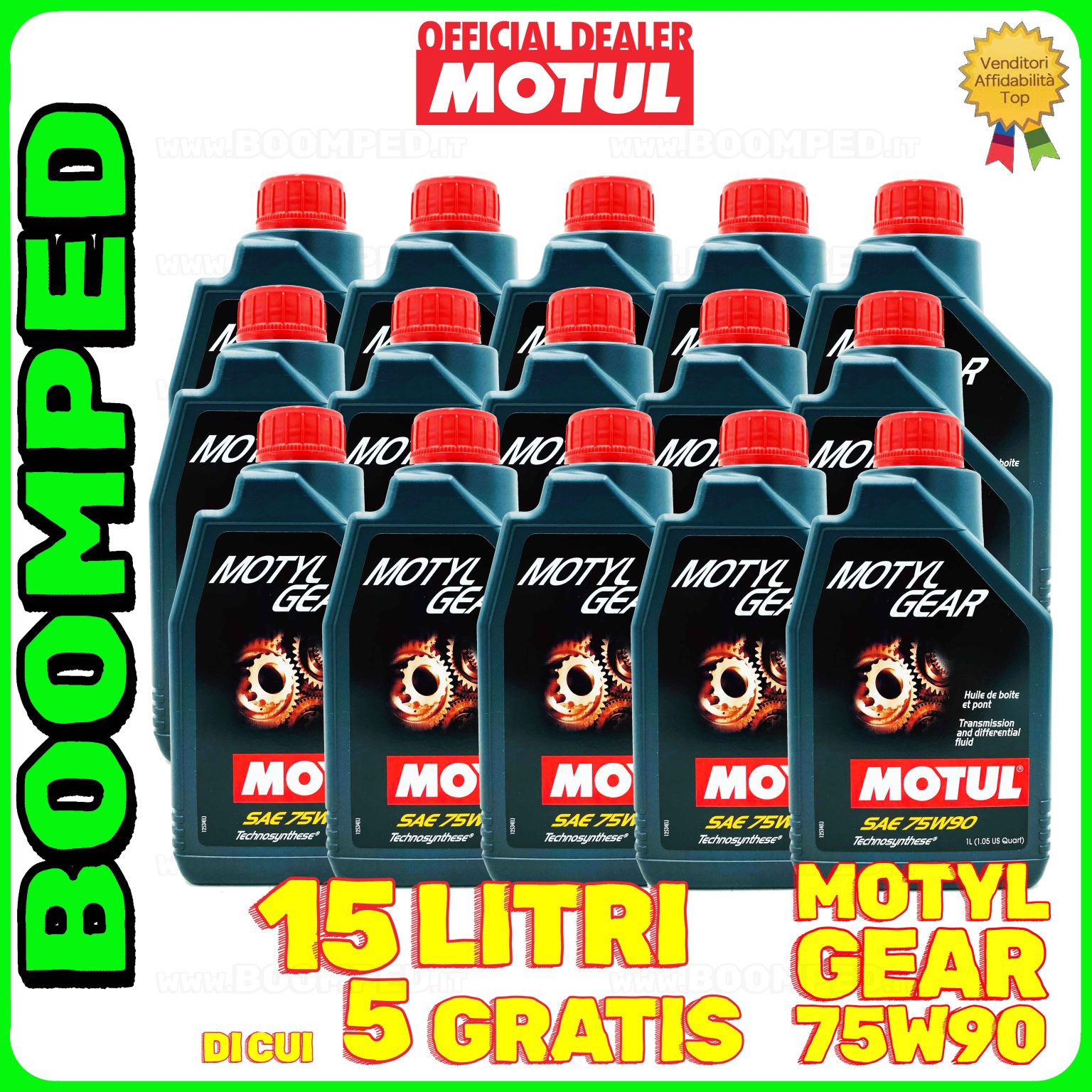 15 litri MOTUL MOTYLGEAR 75W-90 olio lubrificante trasmissioni differenziali GL-4 GL-5 MIL-L 2105 D 15MO55