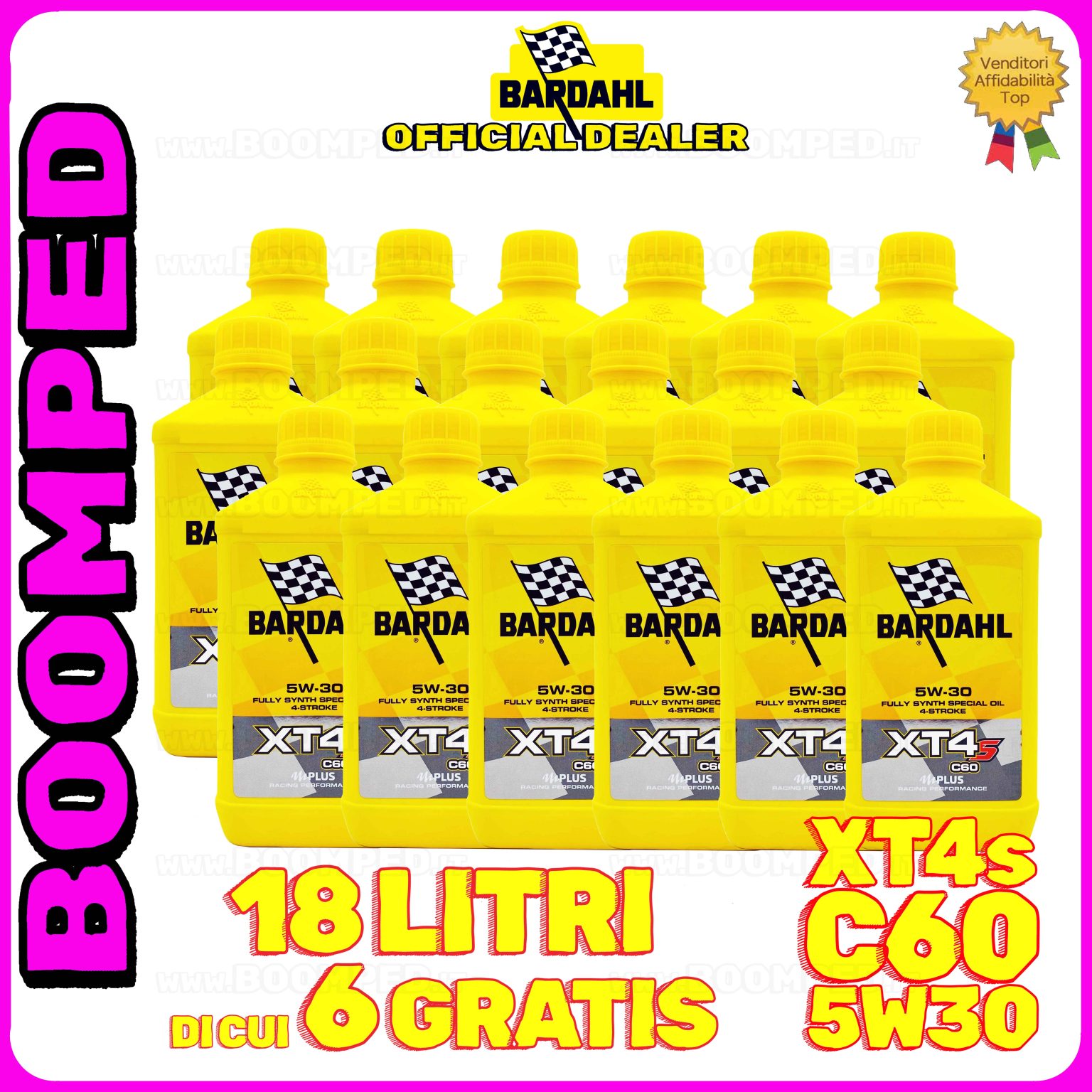 18 litri BARDAHL XT4s C60 5W-30 olio motore moto sintetico API SN, JASO MA / MA2 18BD55
