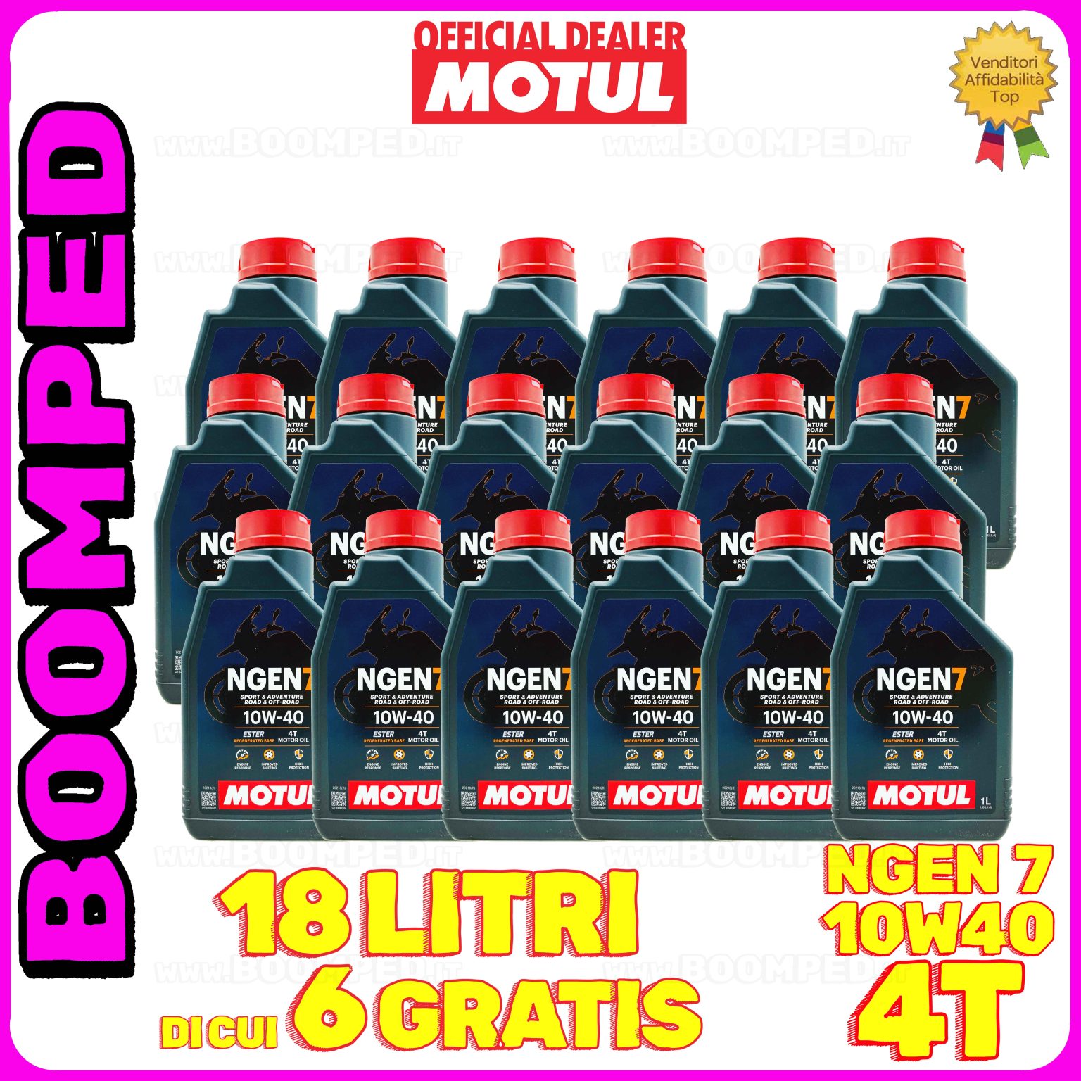 18 litri MOTUL NGEN 7 10W-40 4T olio motore moto ecologico API SP / JASO MA2 (2023) 18MO47