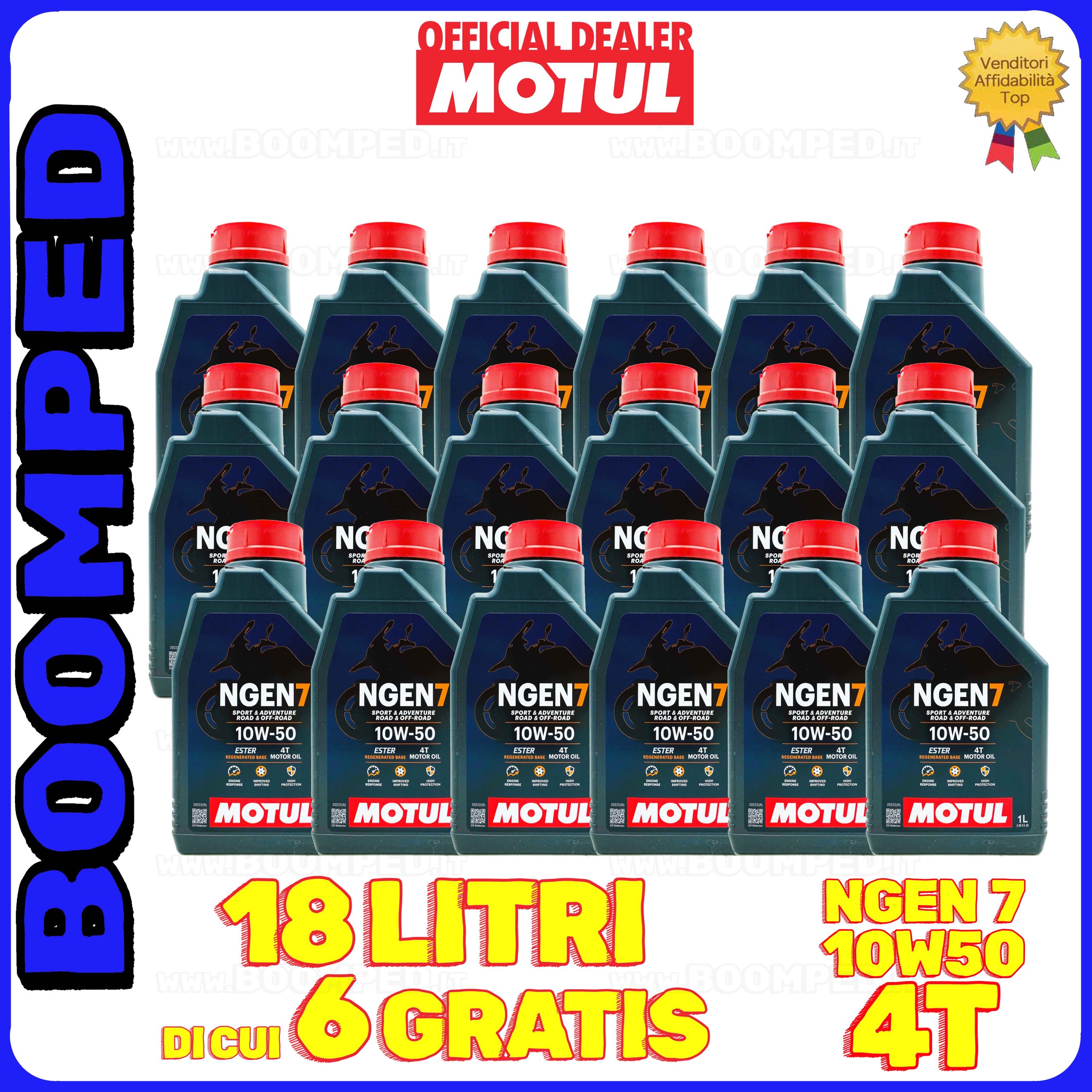 18 litri MOTUL NGEN 7 10W-50 4T olio motore moto ecologico API SP / JASO MA2 (2023) 18MO48