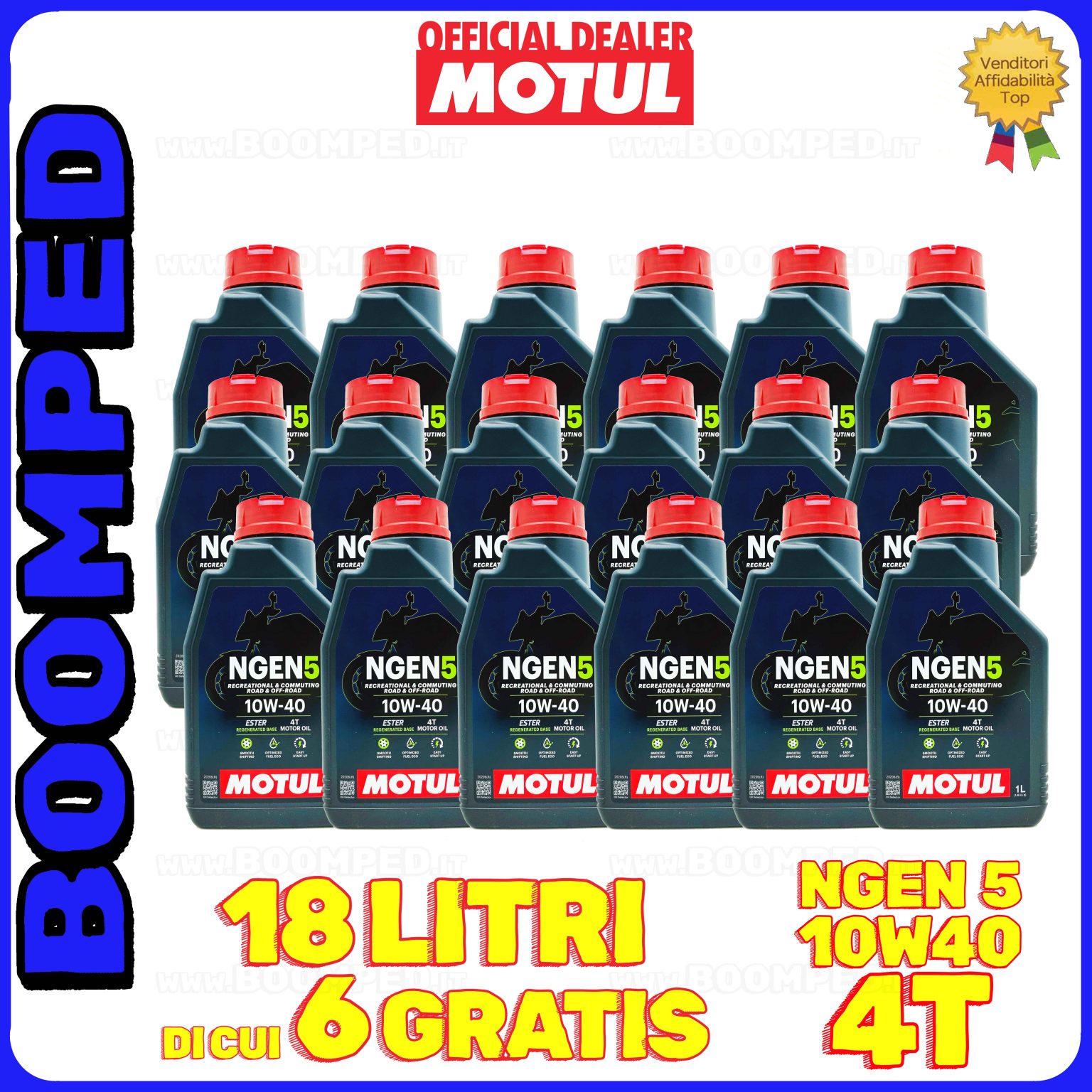 18 litri MOTUL NGEN 5 10W-40 4T olio motore moto ecologico API SP / JASO MA2 (2023) 18MO49