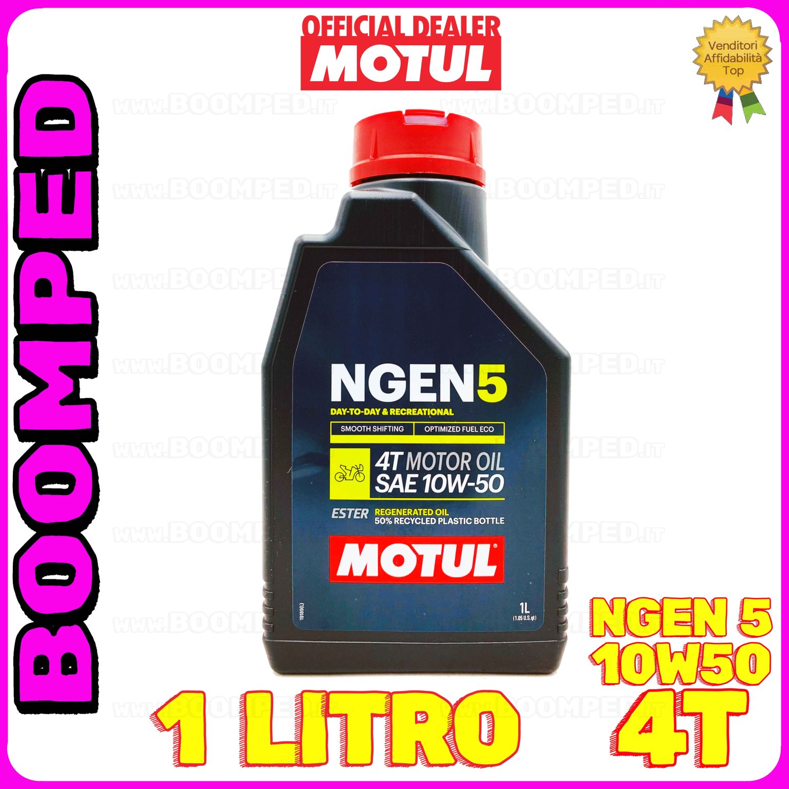 1 litro MOTUL NGEN 5 10W-50 4T olio motore moto ecologico API SP / JASO MA2 (2023) MO50
