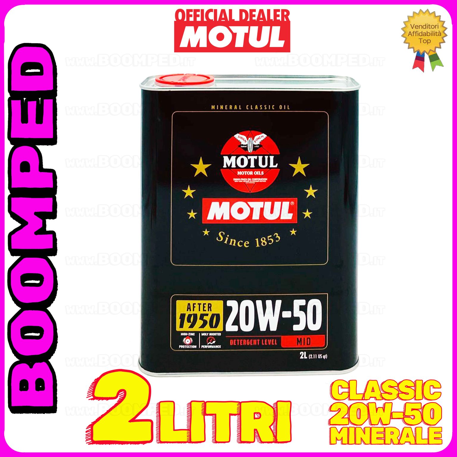 2 litri MOTUL CLASSIC 20W-50 olio motore minerale auto moto epoca API SF/CC MO51