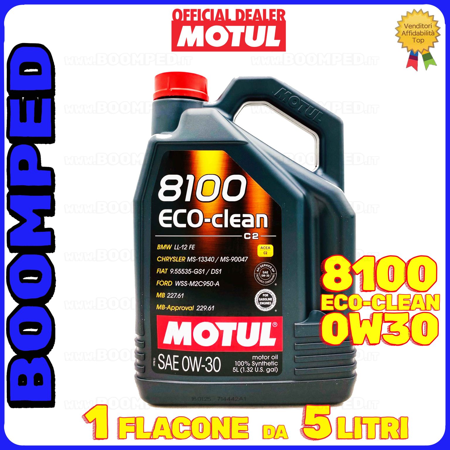 5 litri MOTUL 8100 ECO-CLEAN 0W-30 olio motore auto sintetico ACEA C2 API SP-RC (tanica 5 LT) MO53
