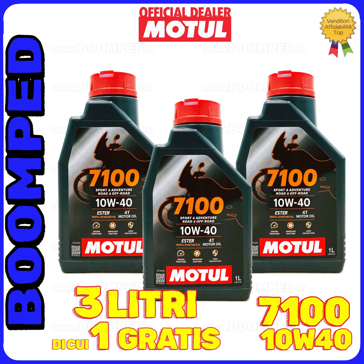 3 litri MOTUL 7100 10W-40 4T olio motore moto sintetico API SN / JASO MA2 03MO60