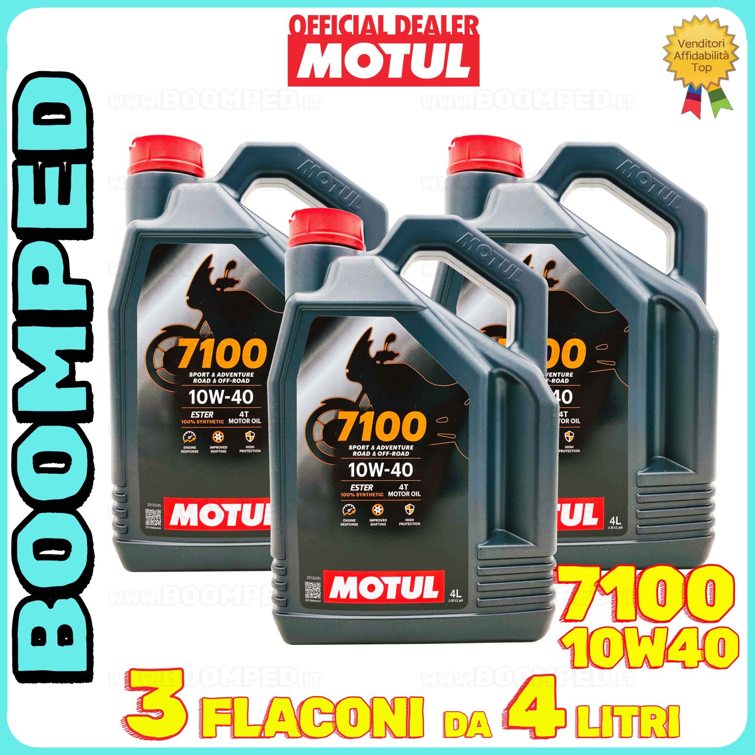 12 litri (3x TANICA) MOTUL 7100 10W-40 4T olio motore moto sintetico API SN / JASO MA2 03MO61