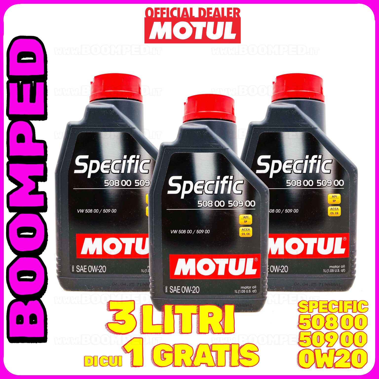 3 litri MOTUL SPECIFIC 508 00 509 00 0W-20 olio motore auto ACEA C5 API SP 03MO65