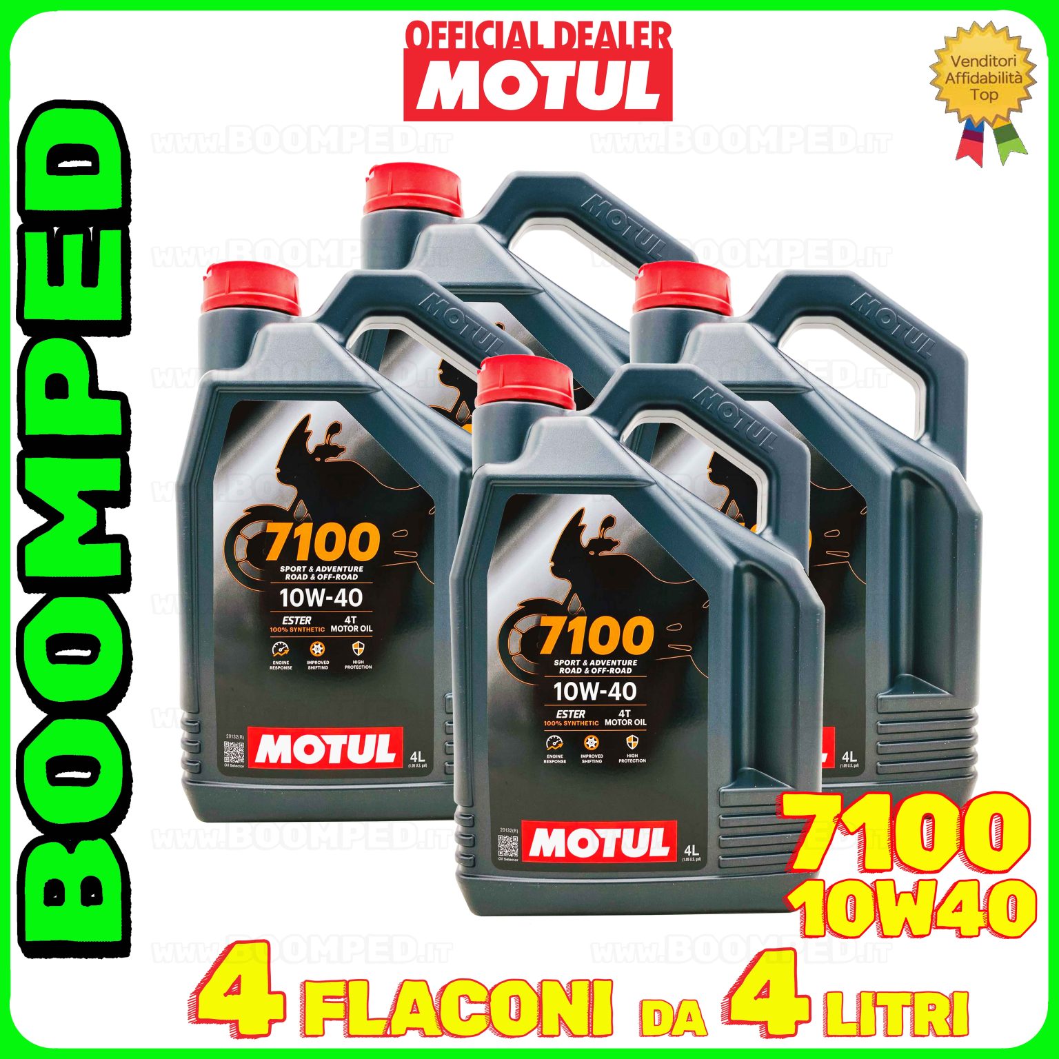 16 litri (4x TANICA) MOTUL 7100 10W-40 4T olio motore moto sintetico API SN / JASO MA2 04MO61