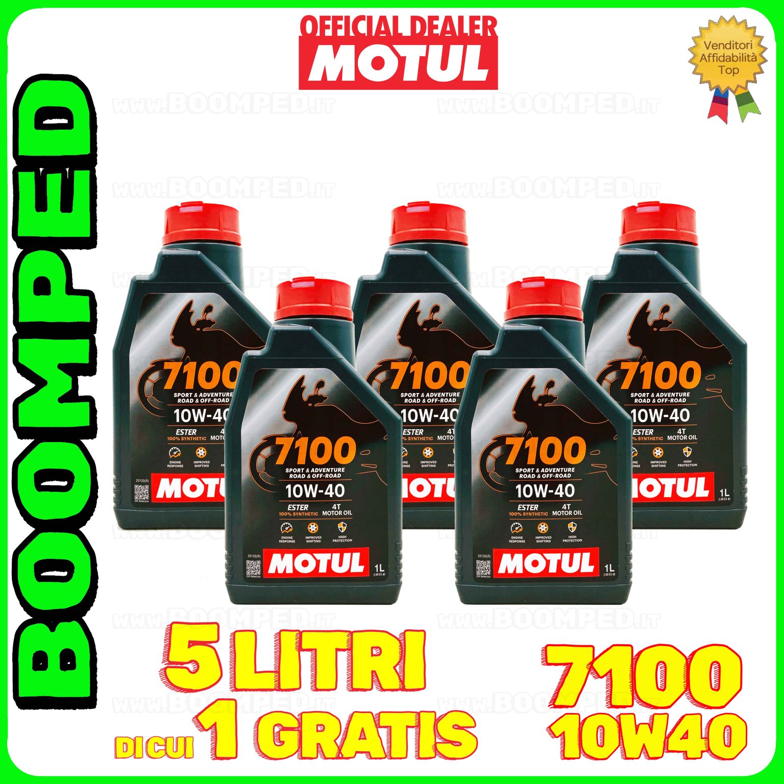 5 litri MOTUL 7100 10W-40 4T olio motore moto sintetico API SN / JASO MA2 05MO60
