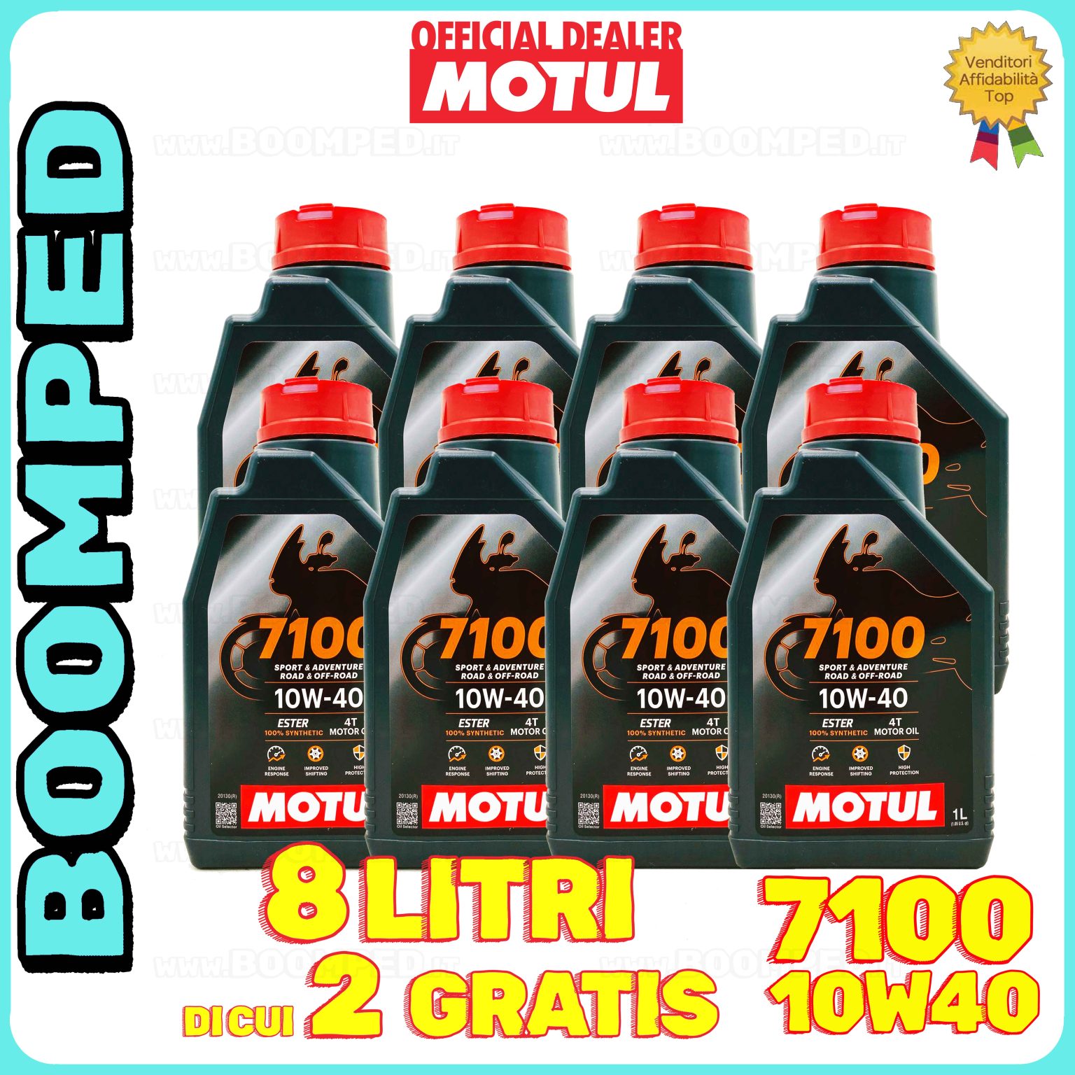 8 litri MOTUL 7100 10W-40 4T olio motore moto sintetico API SN / JASO MA2 08MO60