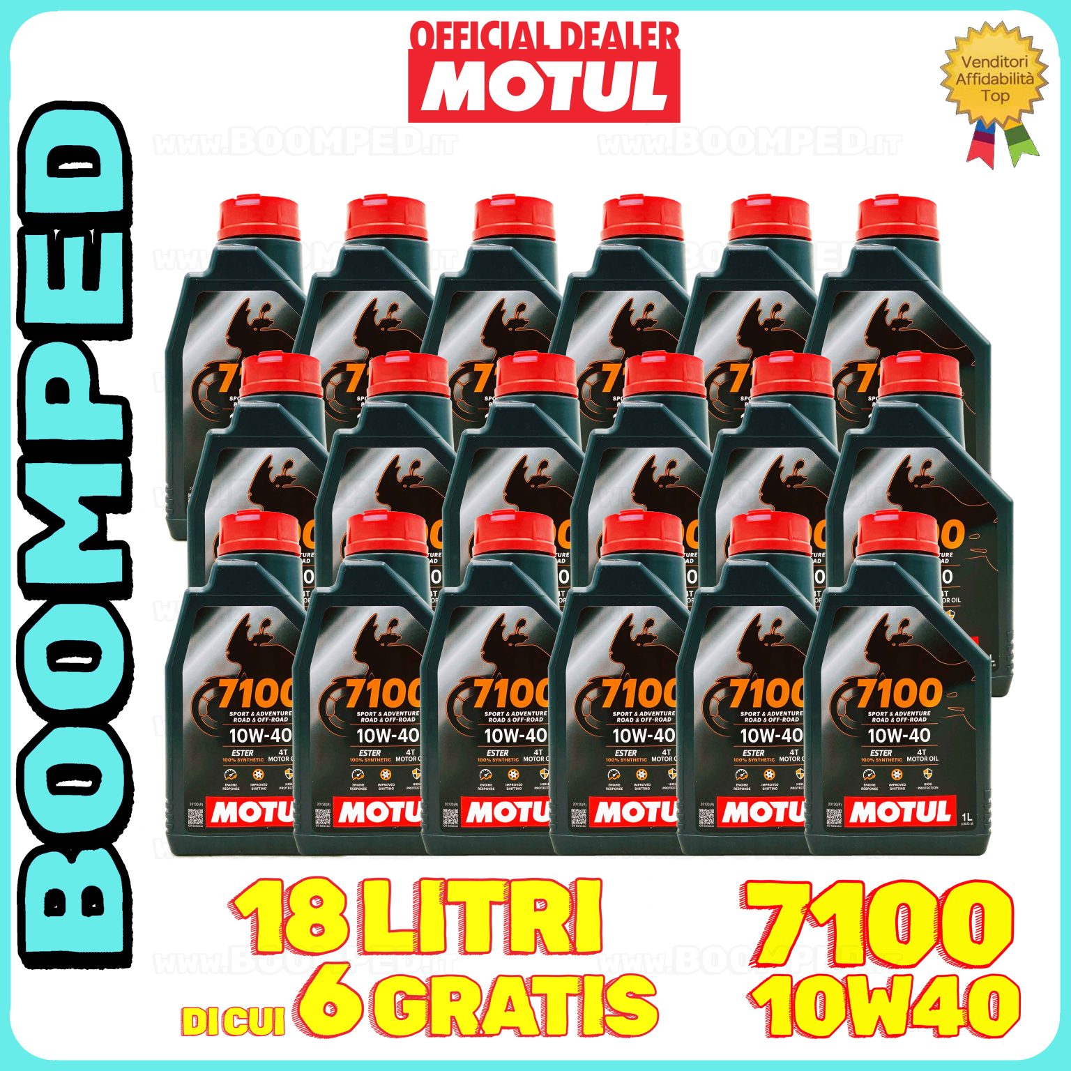 18 litri MOTUL 7100 10W-40 4T olio motore moto sintetico API SN / JASO MA2 18MO60