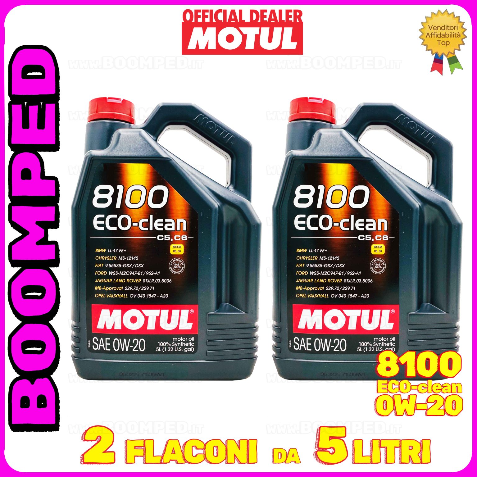 10 litri MOTUL 8100 ECO-CLEAN 0W-20 olio motore auto sintetico ACEA C5 C6 API SP 02MO57