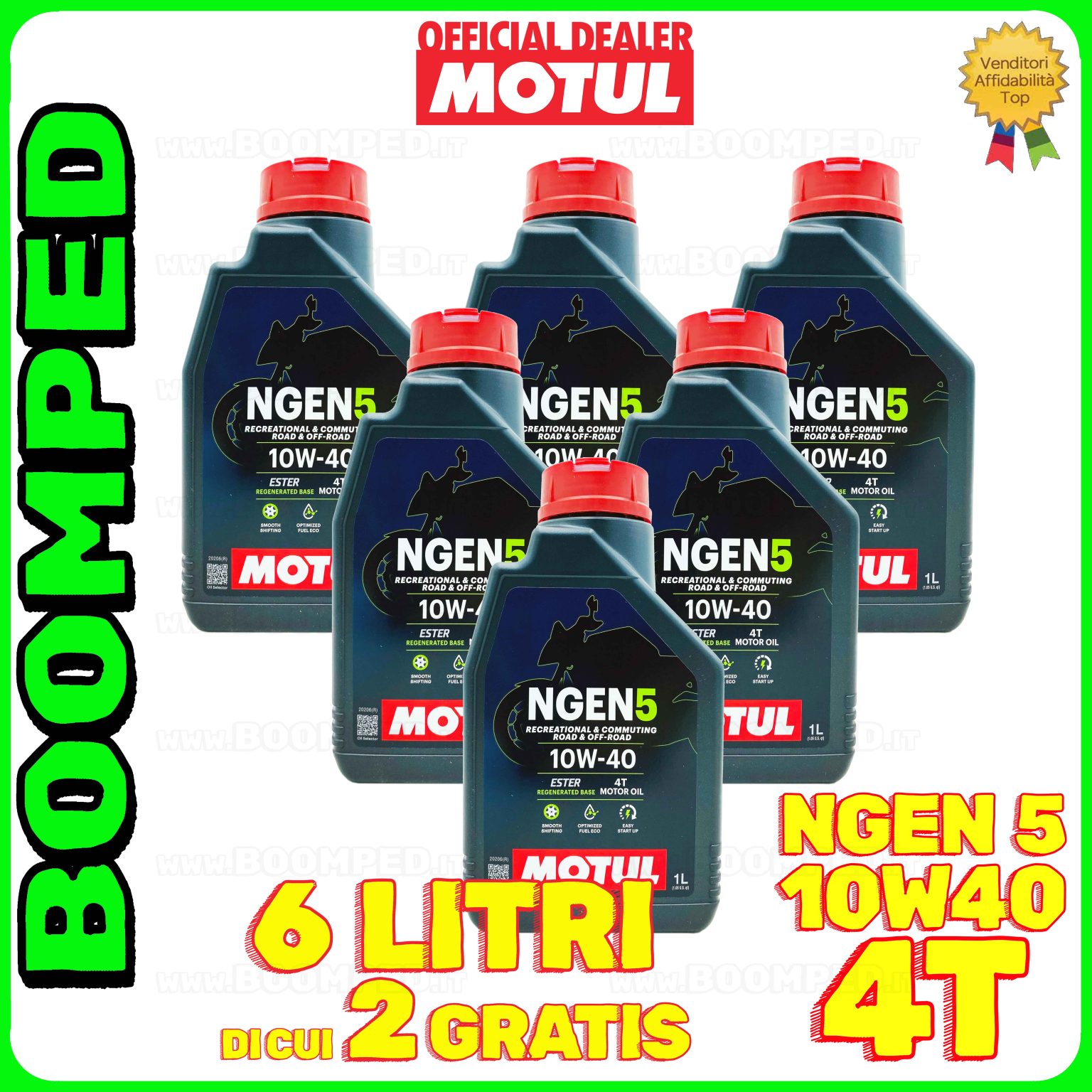 6 litri MOTUL NGEN 5 10W-40 4T olio motore moto ecologico API SP / JASO MA2 (2023) 06MO49