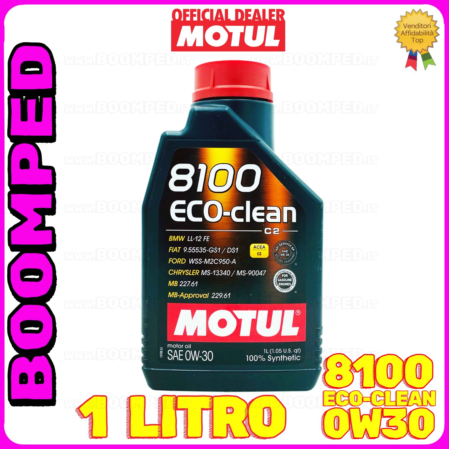1 litro MOTUL 8100 ECO-CLEAN 0W-30 olio motore auto sintetico ACEA C2 API SP-RC MO54
