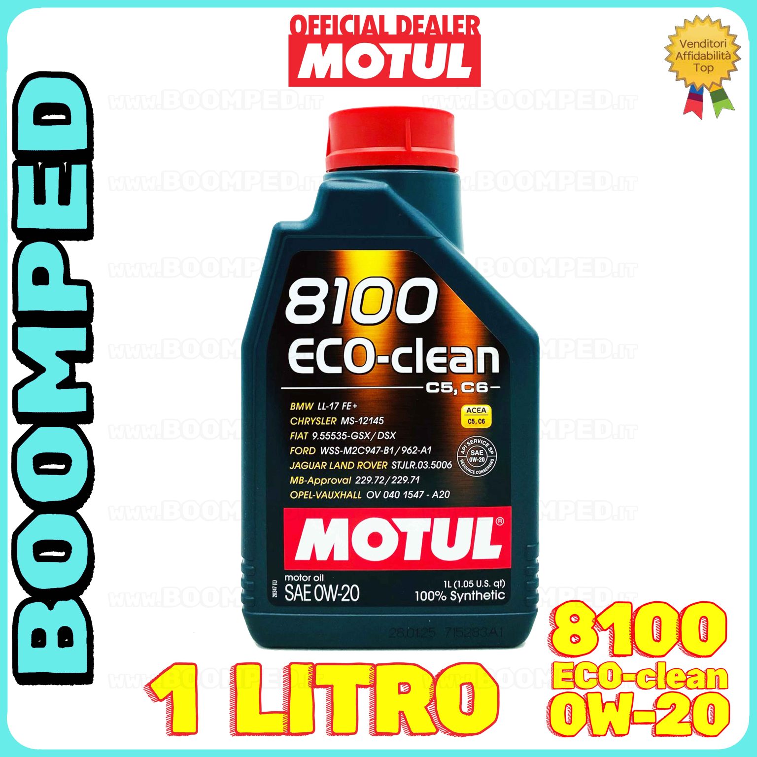 1 litro MOTUL 8100 ECO-CLEAN 0W-20 olio motore auto sintetico ACEA C5 C6 API SP MO56