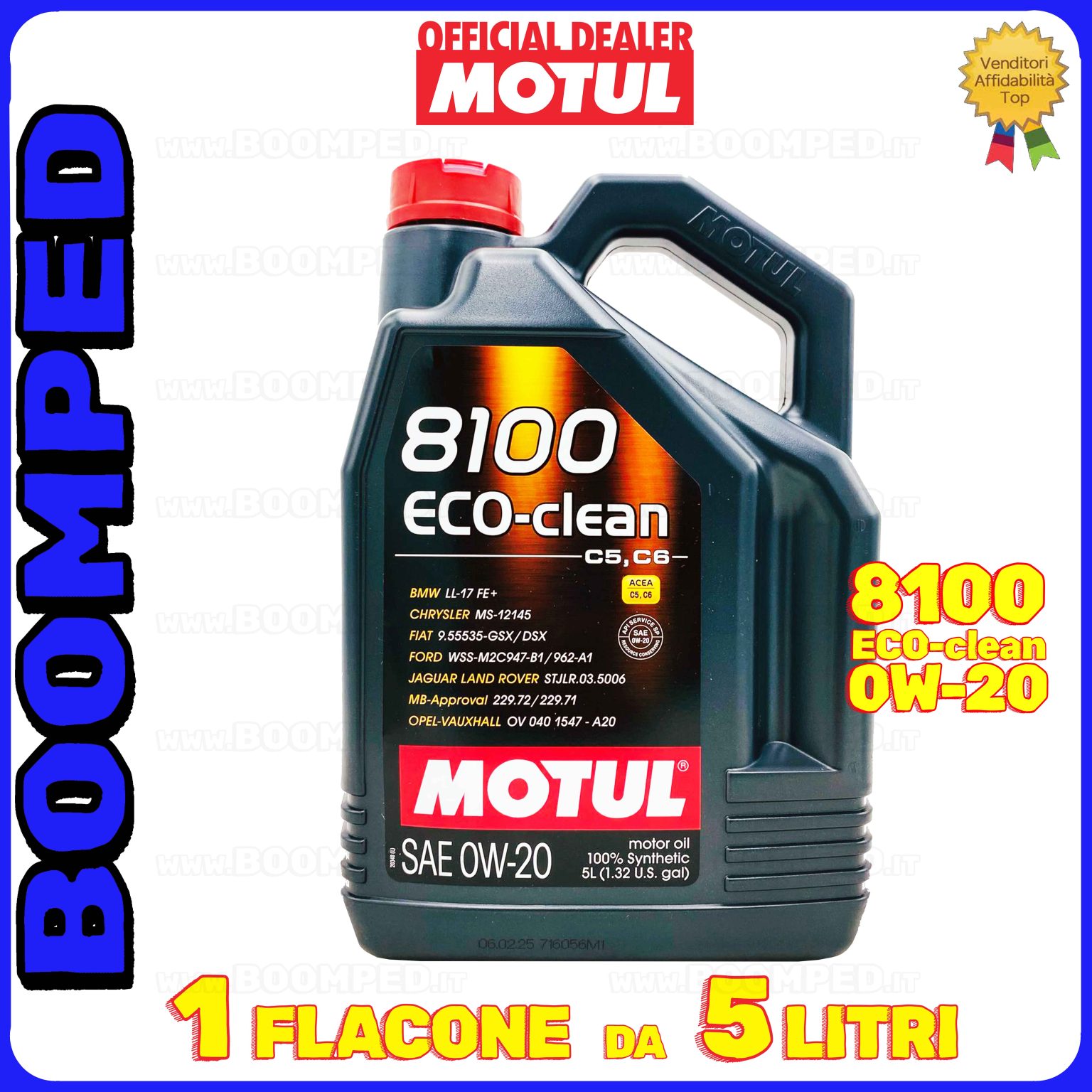 5 litri MOTUL 8100 ECO-CLEAN 0W-20 olio motore auto sintetico ACEA C5 C6 API SP MO57