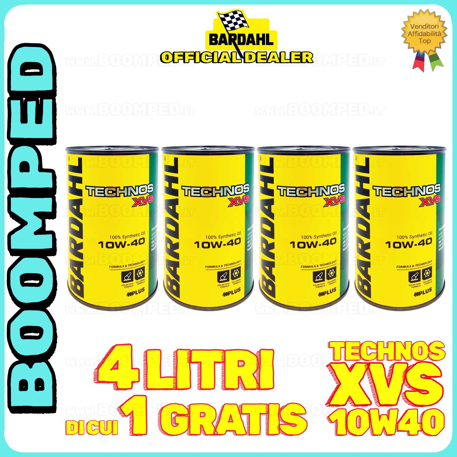 4 litri BARDAHL TECHNOS XVS 10W-40 olio motore auto sintetico ACEA A3/B4 API SN/CF 04BD30