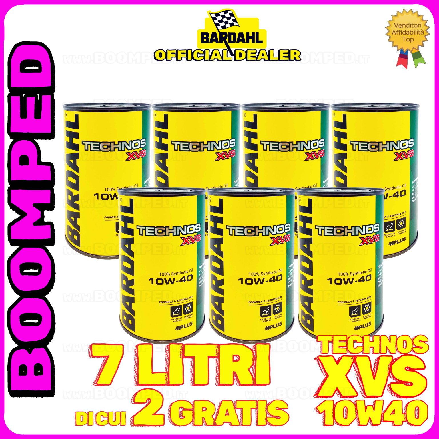 7 litri BARDAHL TECHNOS XVS 10W-40 olio motore auto sintetico ACEA A3/B4 API SN/CF 07BD30