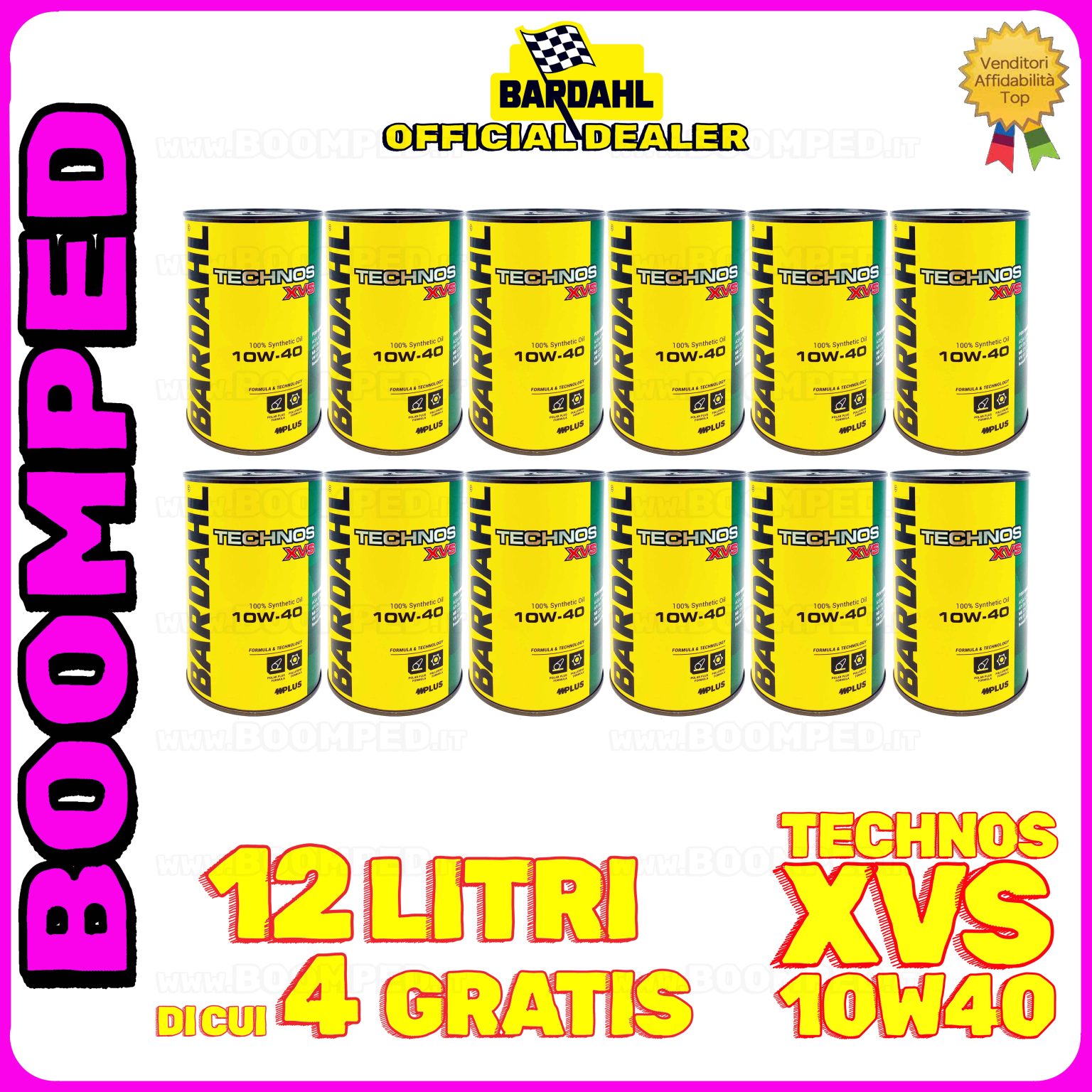 12 litri BARDAHL TECHNOS XVS 10W-40 olio motore auto sintetico ACEA A3/B4 API SN/CF 12BD30