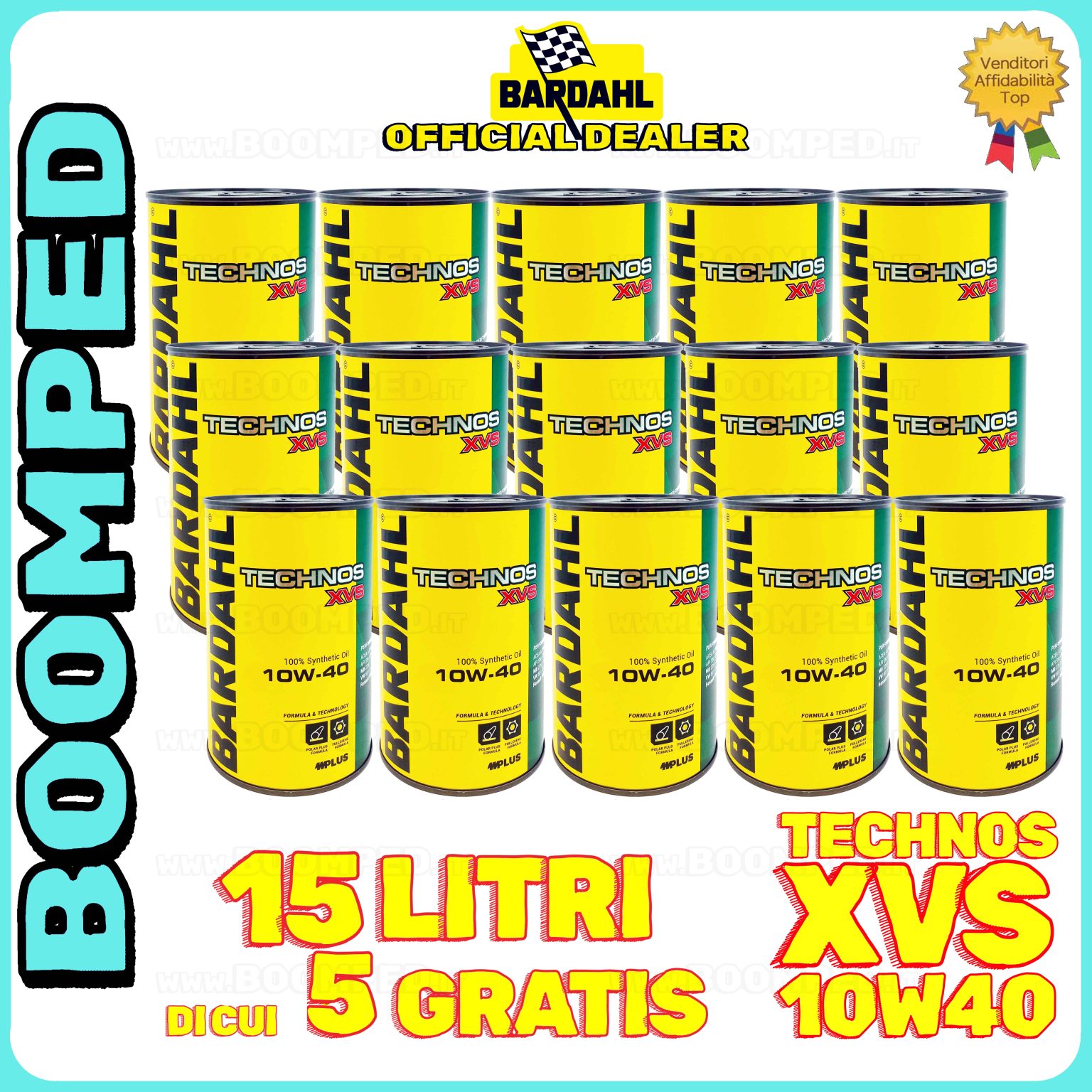 15 litri BARDAHL TECHNOS XVS 10W-40 olio motore auto sintetico ACEA A3/B4 API SN/CF 15BD30