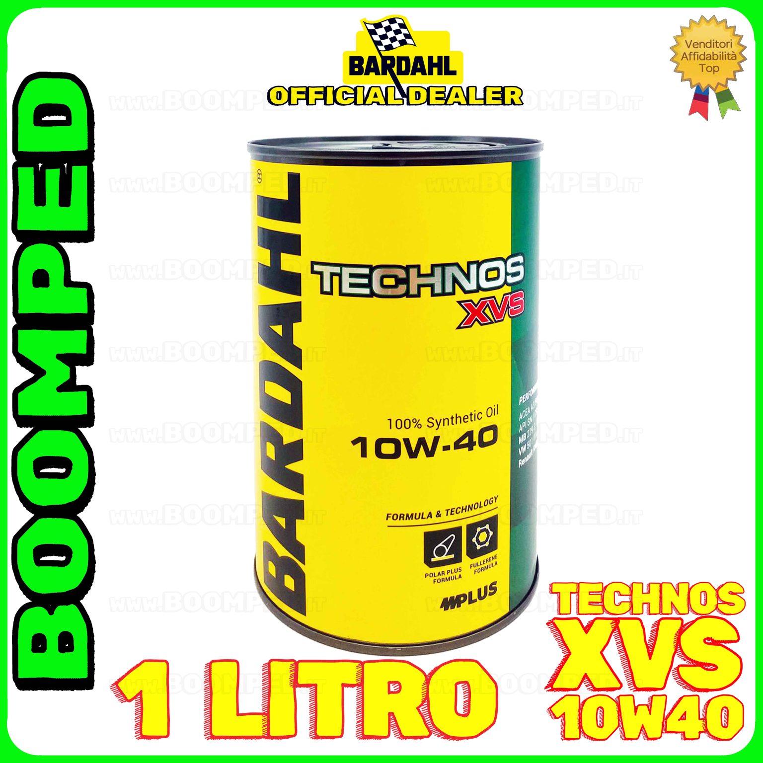 1 litro BARDAHL TECHNOS XVS 10W-40 olio motore auto sintetico ACEA A3/B4 API SN/CF BD30