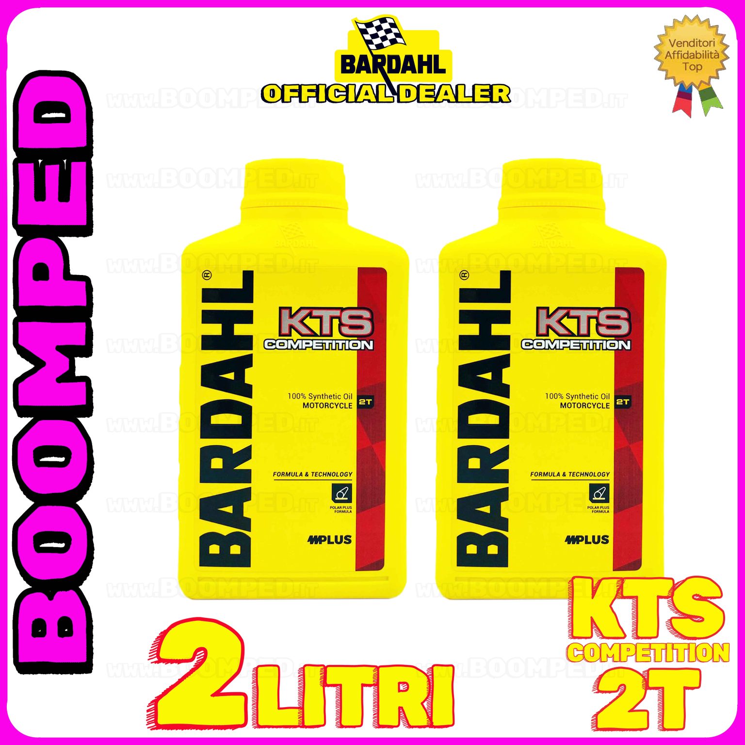 2 litri OLIO MOTORE BARDAHL KTS COMPETITION per miscela moto scooter 2T 100% sintetico 02BD04