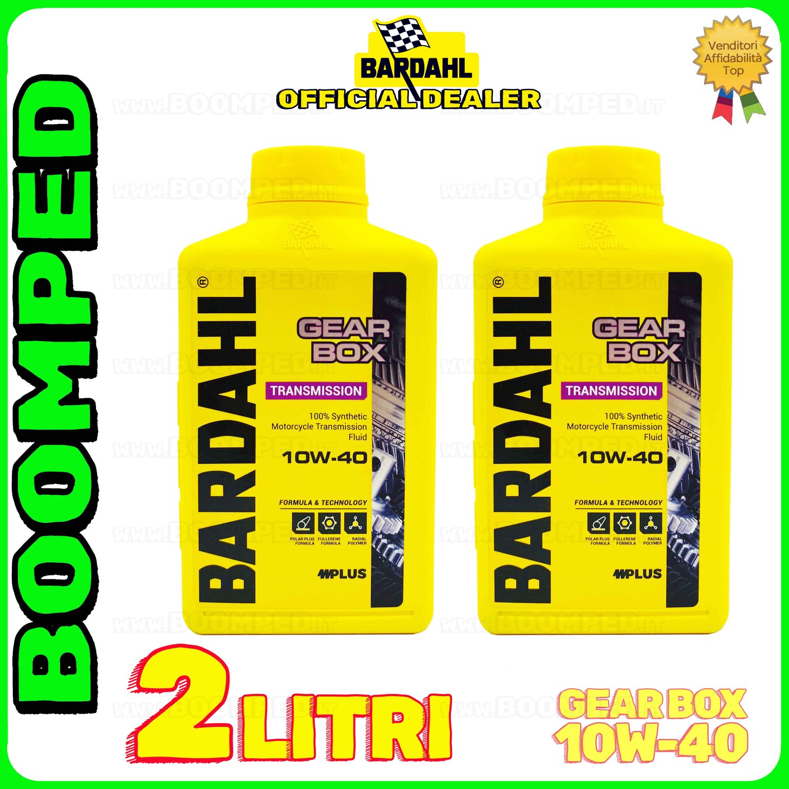 2 litri OLIO TRASMISSIONE BARDAHL GEAR BOX 10W-40 moto 2T 4T frizione bagno olio 100% sintetico 02BD12