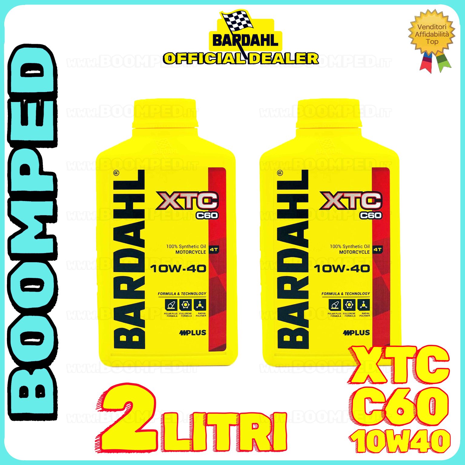 2 litri BARDAHL XTC C60 10W-40 olio motore moto sintetico API SN / JASO MA-MA2 02BD36