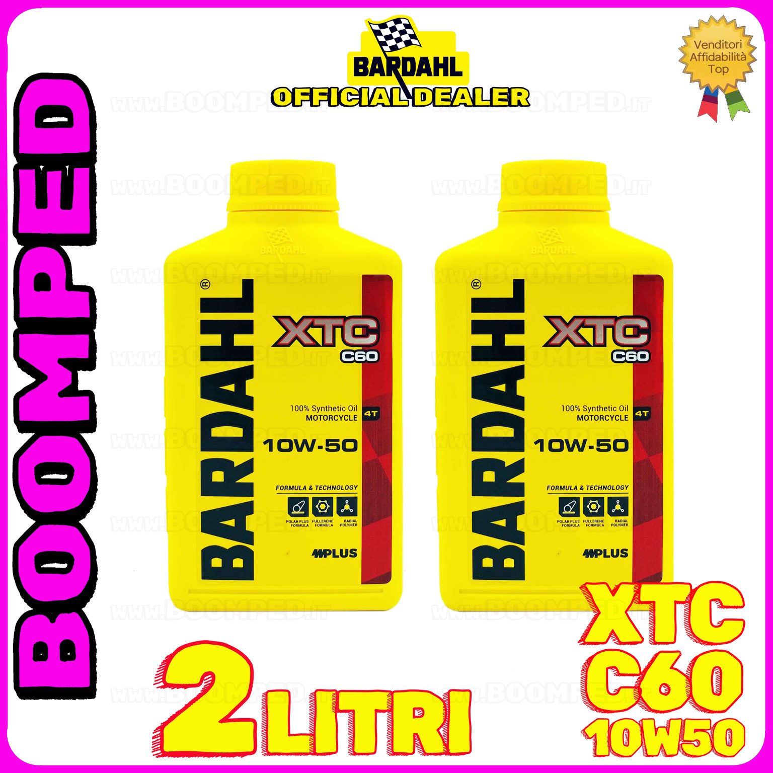 2 litri BARDAHL XTC C60 10W-50 olio motore moto sintetico API SN / JASO MA-MA2 02BD37