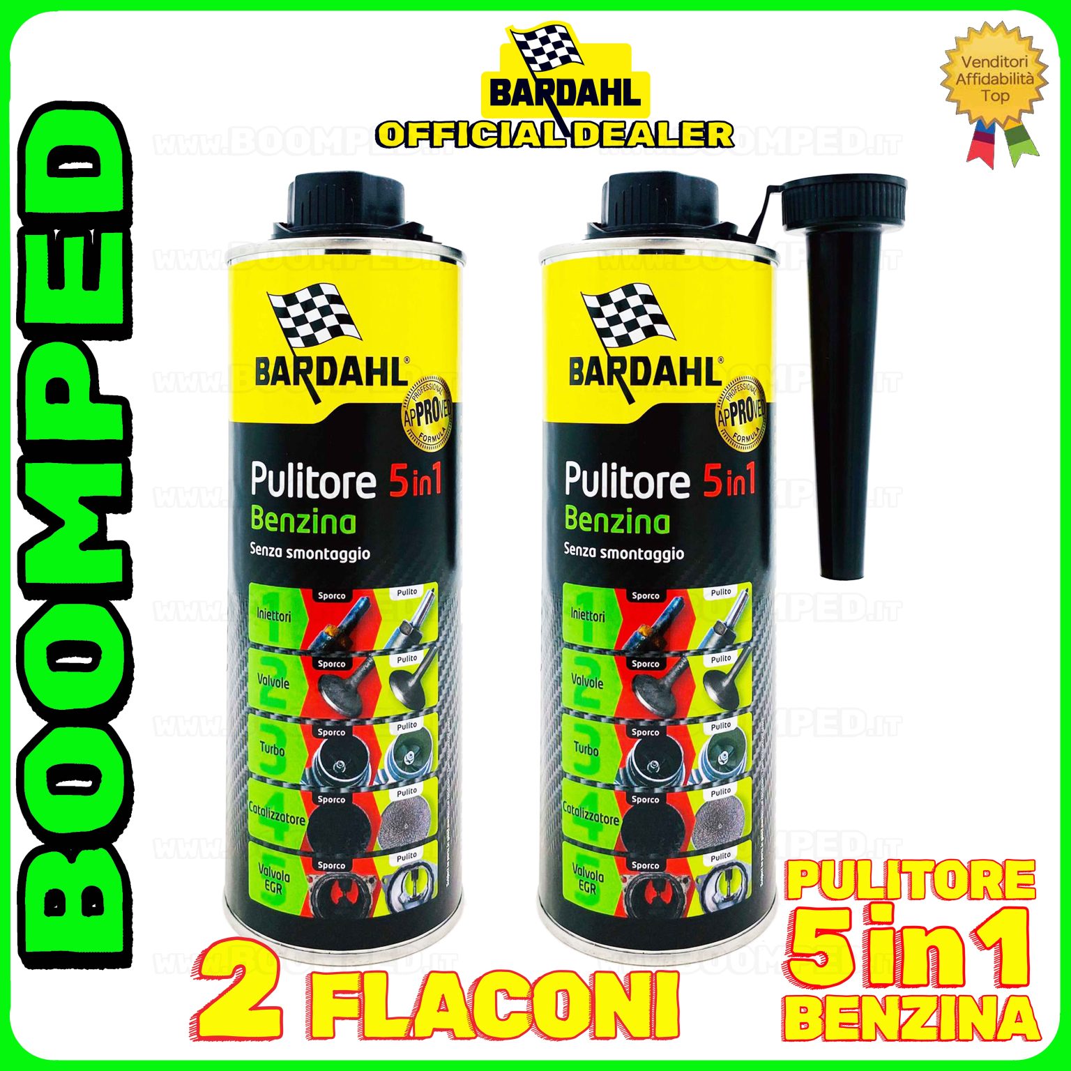 2 flaconi 500ml BARDAHL PULITORE 5 IN 1 BENZINA additivo multifunzionale auto diesel 02BD42