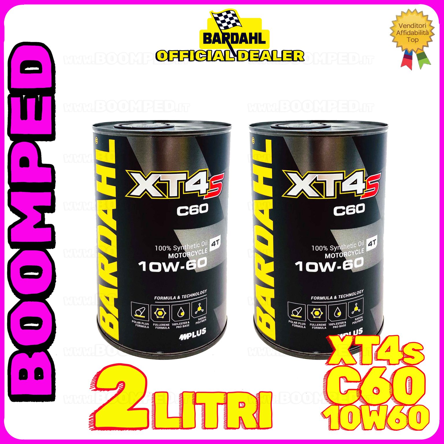 2 litri BARDAHL XT4s C60 10W-60 olio motore moto sintetico API SN, JASO MA / MA2 02BD54