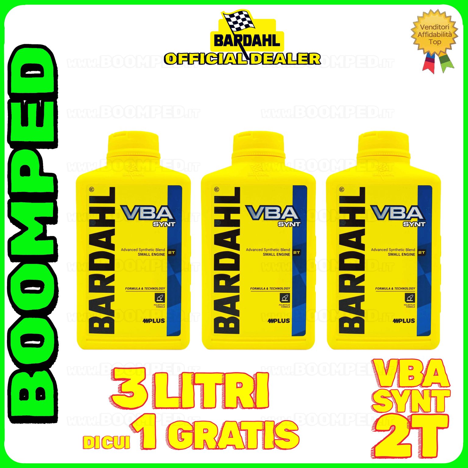 3 litri OLIO MOTORE BARDAHL VBA Synt per miscela moto scooter 2T 100% sintetico 03BD01