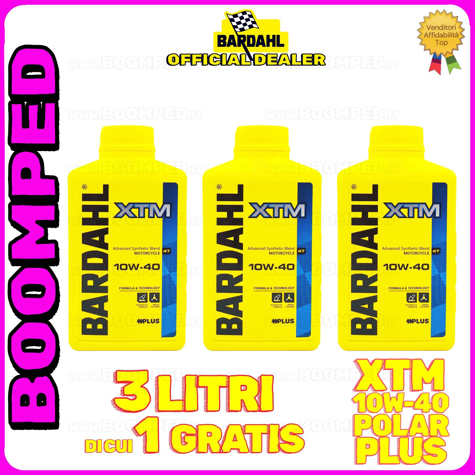 3 litri OLIO MOTORE BARDAHL XTM POLAR PLUS 10W-40 moto scooter 4T 100% sintetico 03BD08
