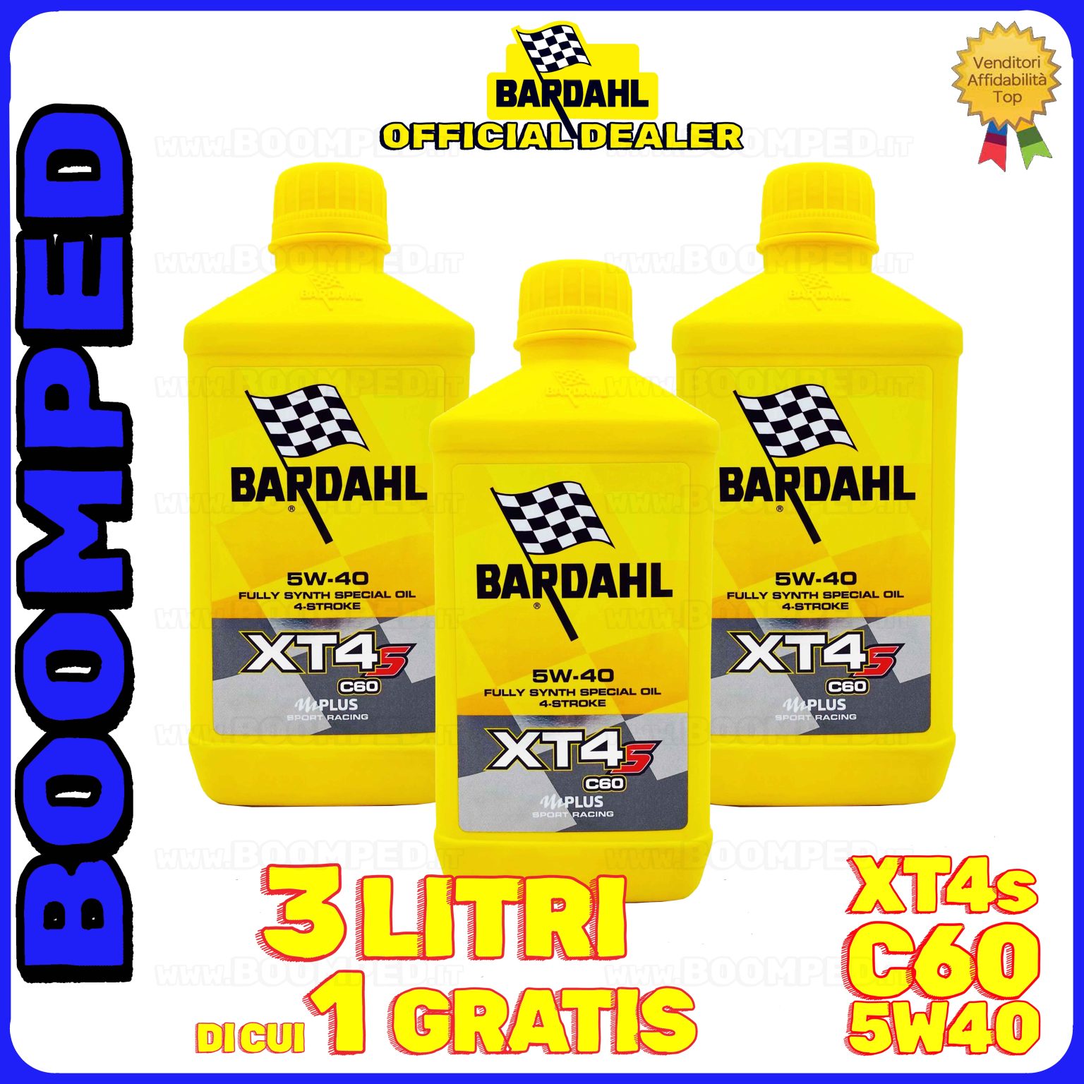 3 litri BARDAHL XT4s C60 5W-40 olio motore moto sintetico API SN, JASO MA / MA2 03BD52