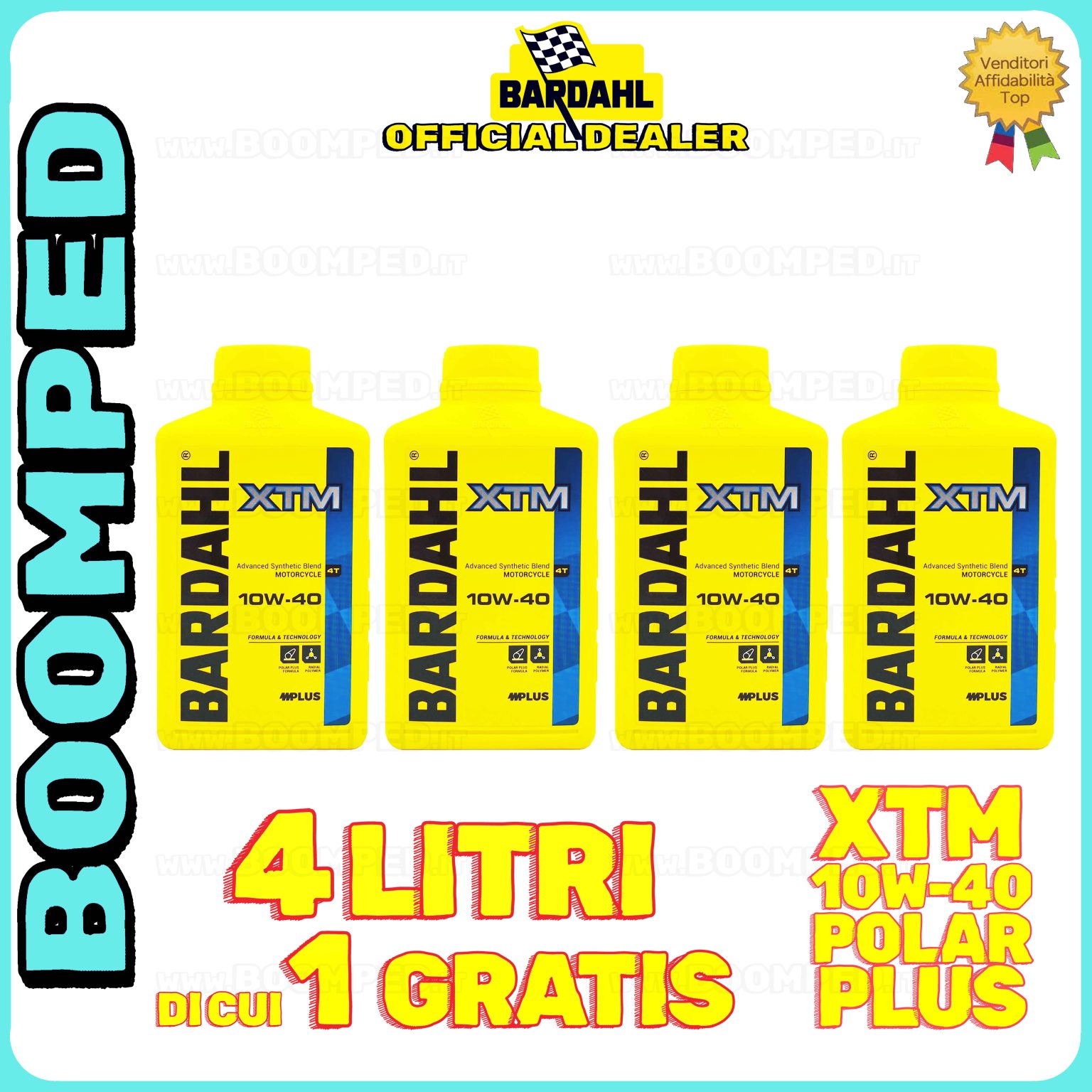 4 litri OLIO MOTORE BARDAHL XTM POLAR PLUS 10W-40 moto scooter 4T 100% sintetico 04BD08