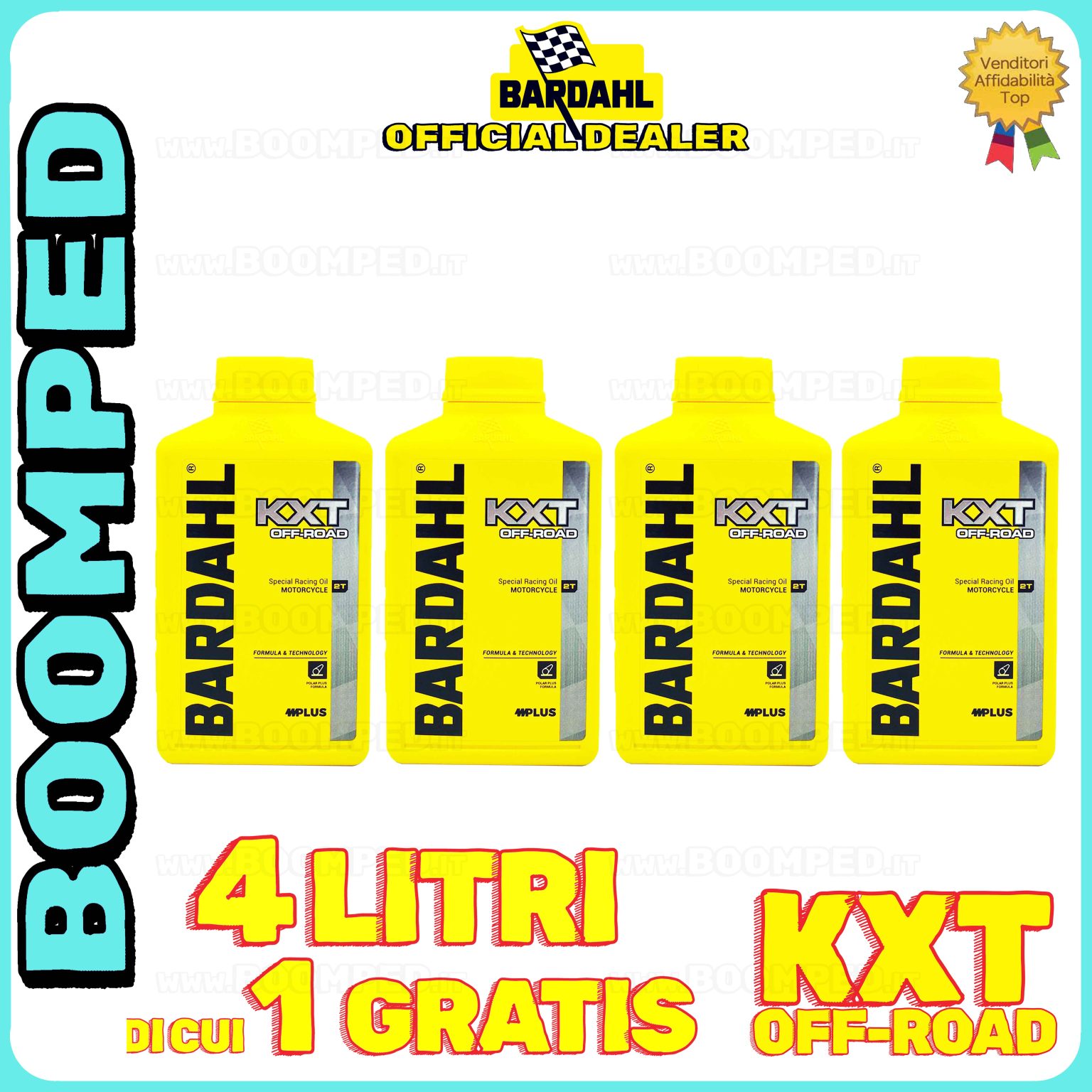 4 litri OLIO MOTORE SPECIALE BARDAHL KXT OFF ROAD per miscela moto cross 2T 100% sintetico 04BD16