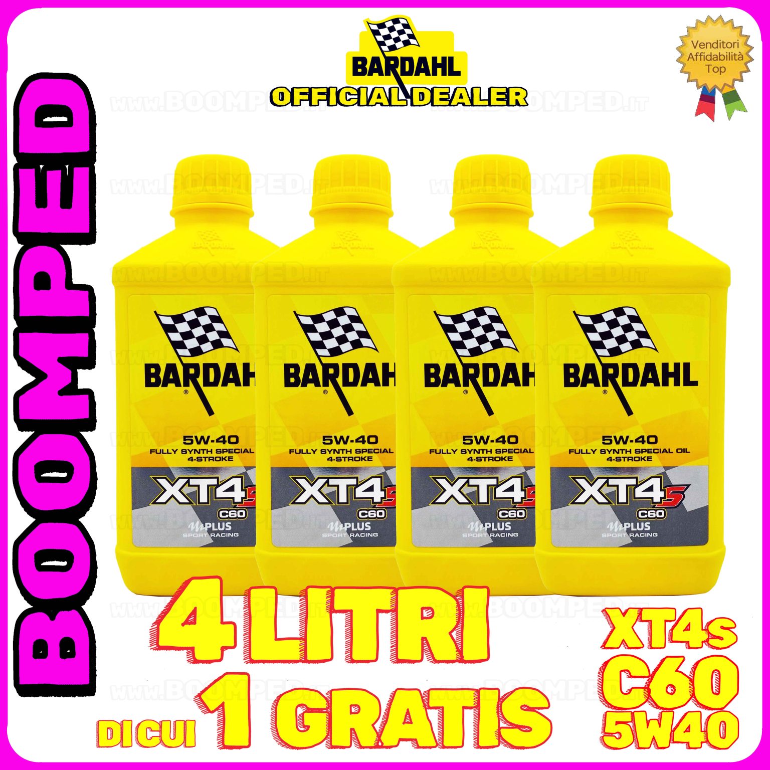 4 litri BARDAHL XT4s C60 5W-40 olio motore moto sintetico API SN, JASO MA / MA2 04BD52